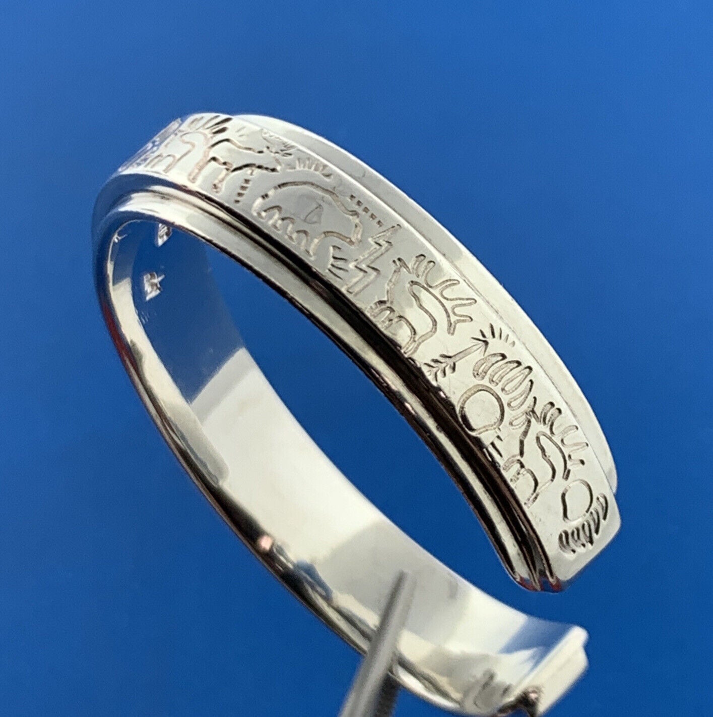 Harold Lujan Taos Pueblo 925 Sterling Silver Storyteller Statement Cuff Bracelet