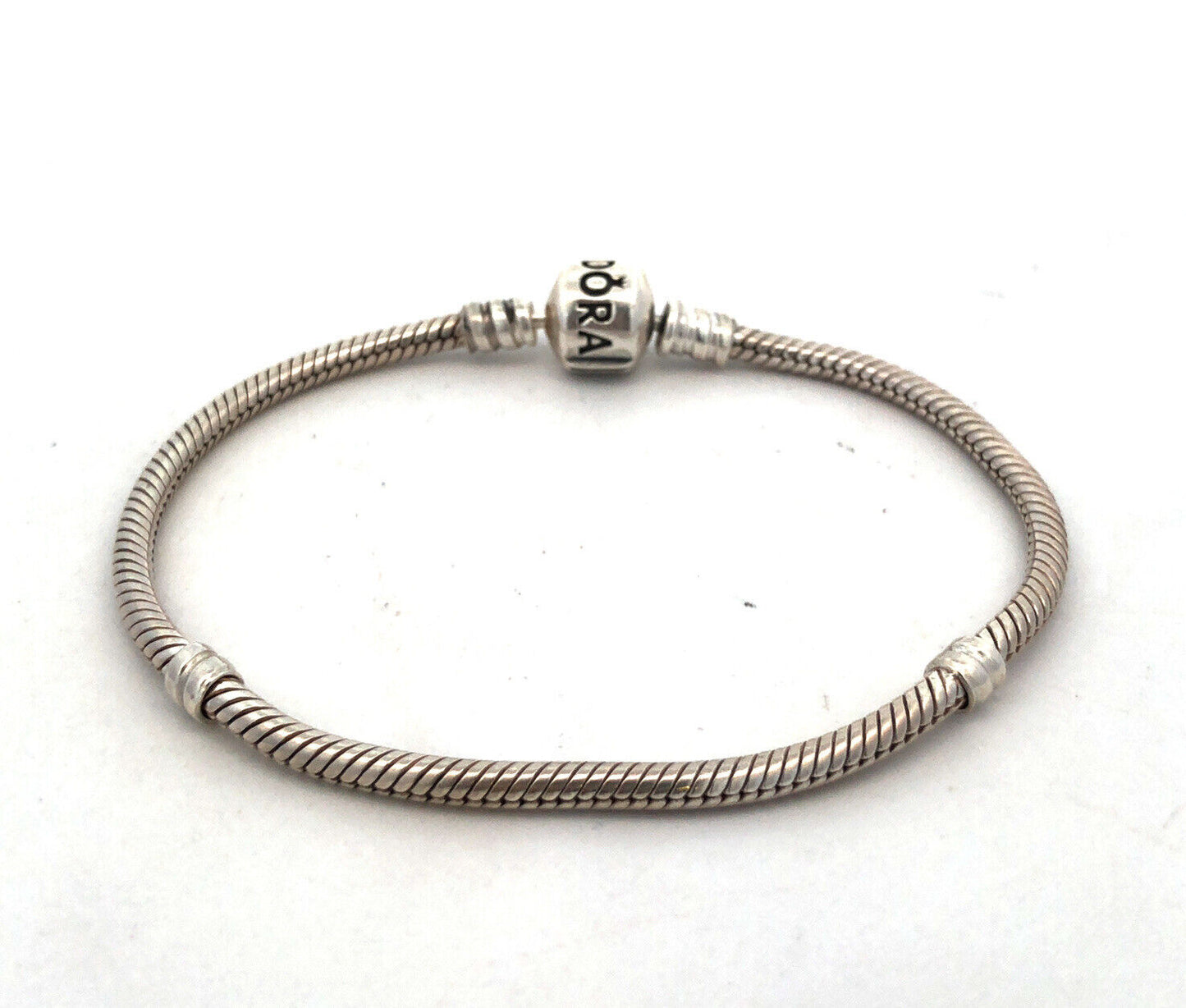 Authentic PANDORA 925 Sterling Silver Barrel Clasp 590702 Snake Charm Bracelet