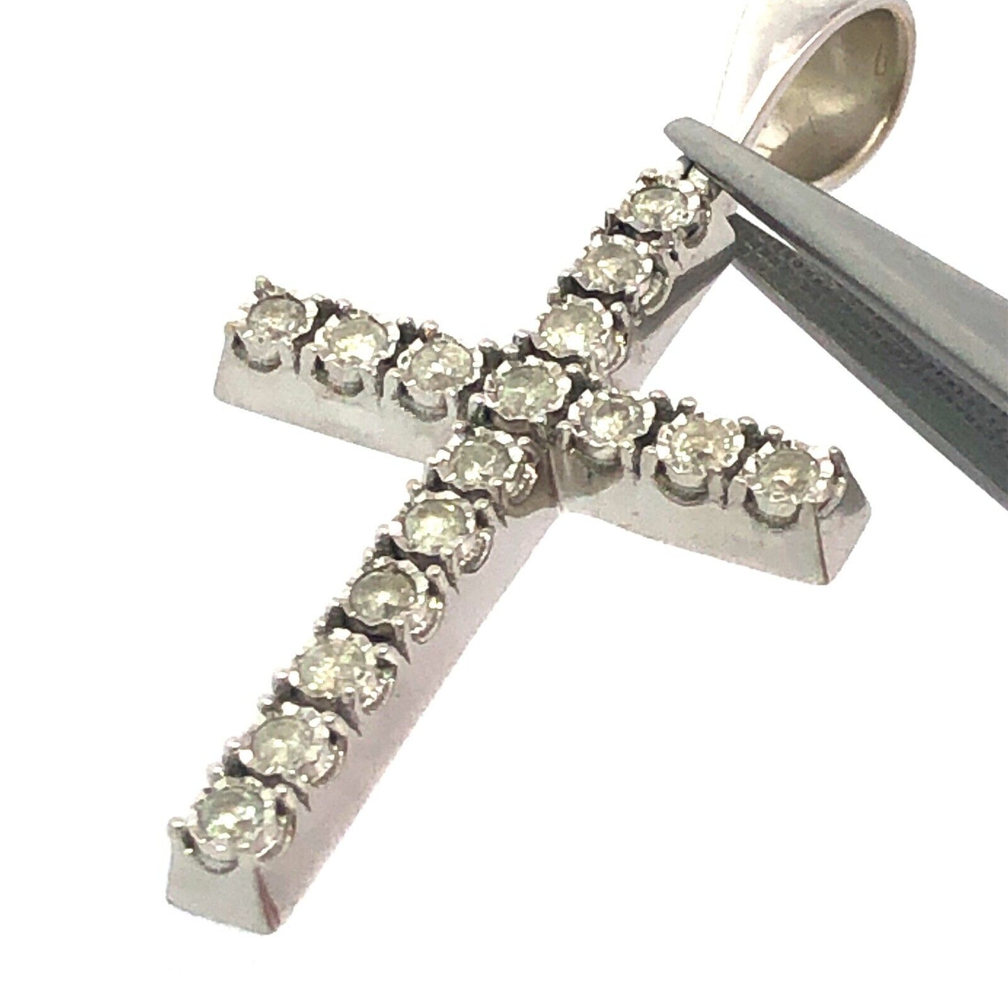 Designer Dadwani 10K White Gold Diamond Religious Communion Unisex Cross Pendant