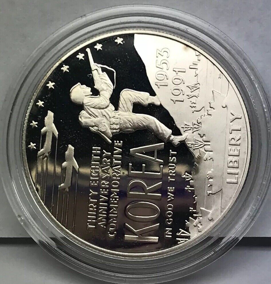 1991 P United States Korean War Memorial Proof Silver Dollar OMP/COA