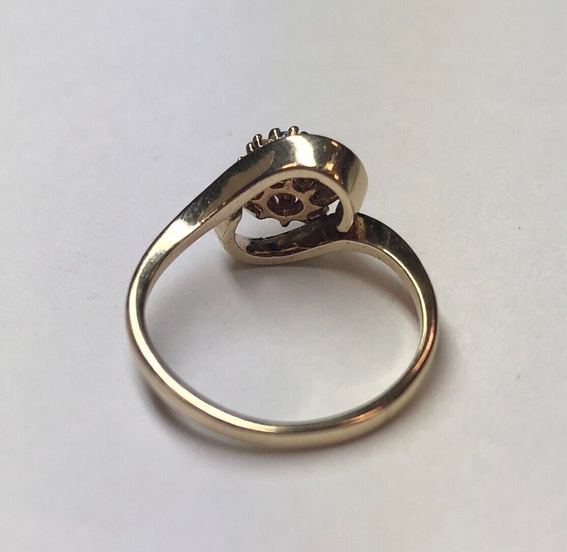 Designer 14K Yellow Gold Diamond Sapphire Free Form Flower Cocktail Ring