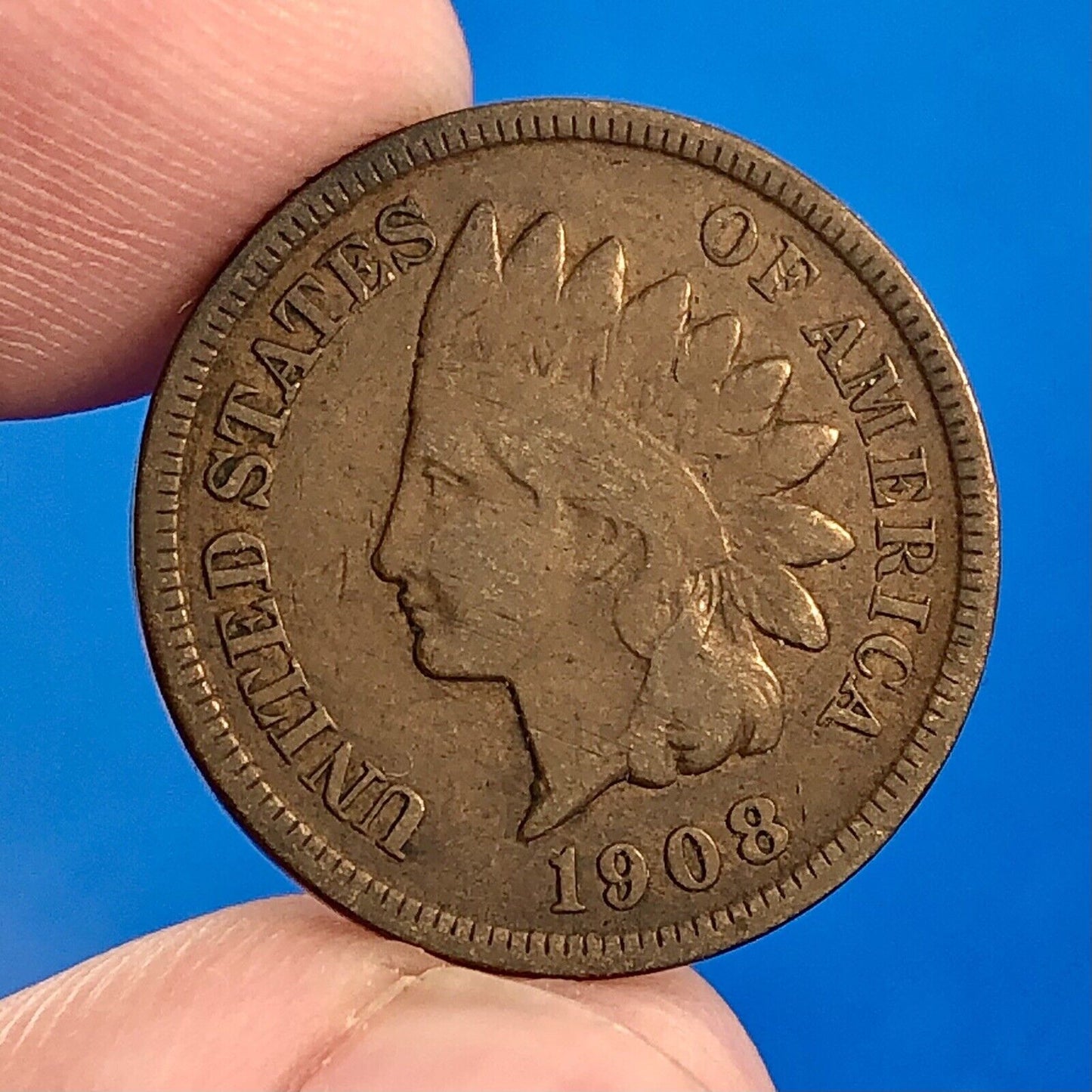 1908 S Indian Head One Cent Penny Type 3 Bronze Better Key San Francisco Coin