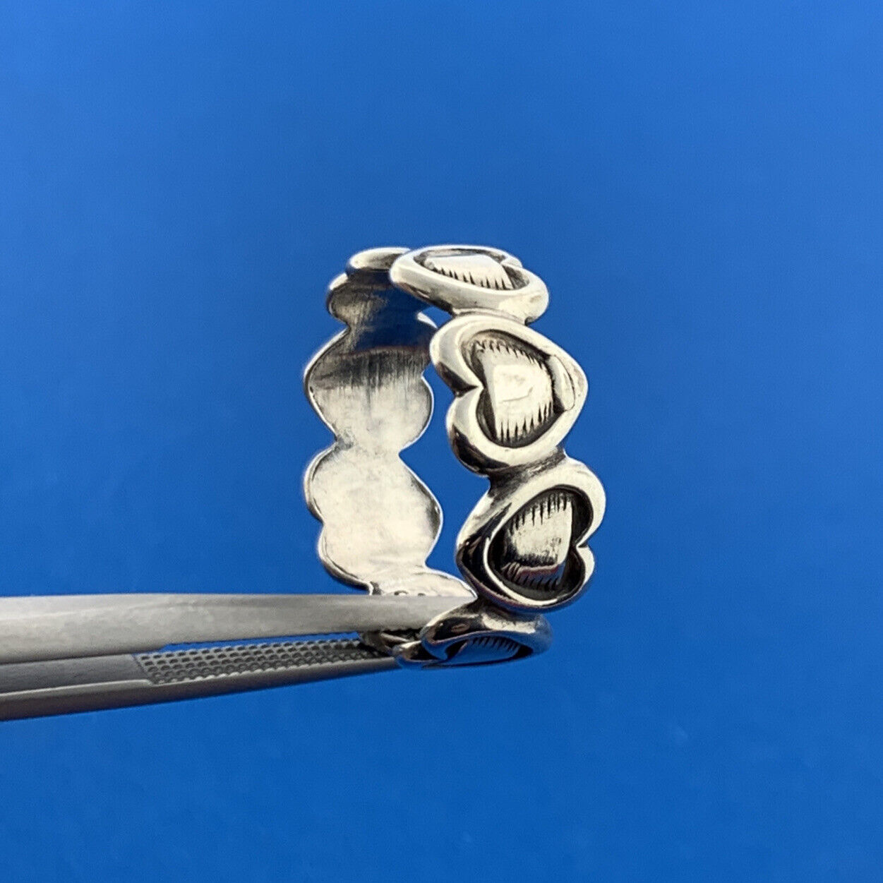 Vintage Bell Sterling 925 Interlocking Heart Ribbon Love Infinity Band Ring