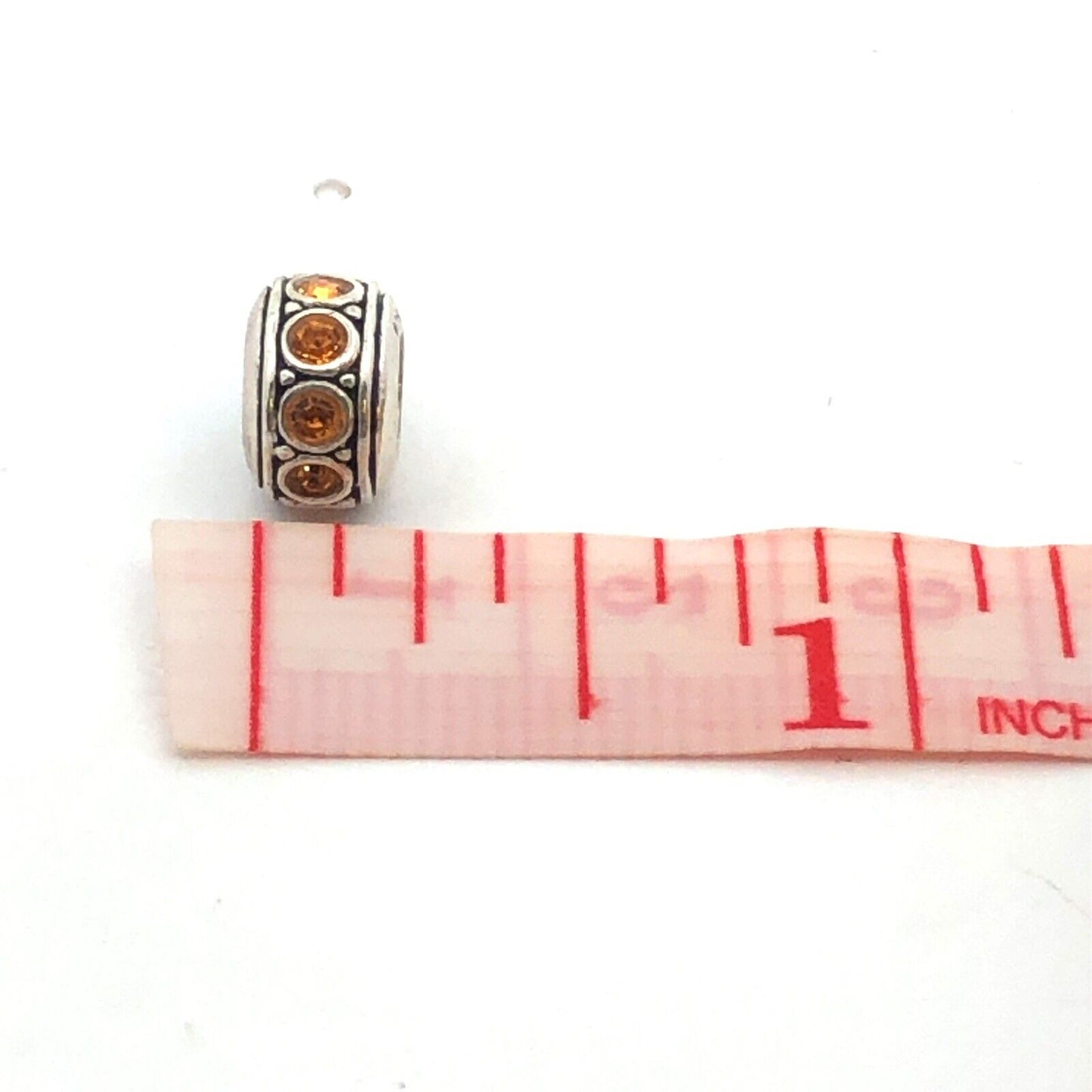Designer Chamilia 925 Sterling Silver Round Orange Cubic Zirconia Spacer Charm