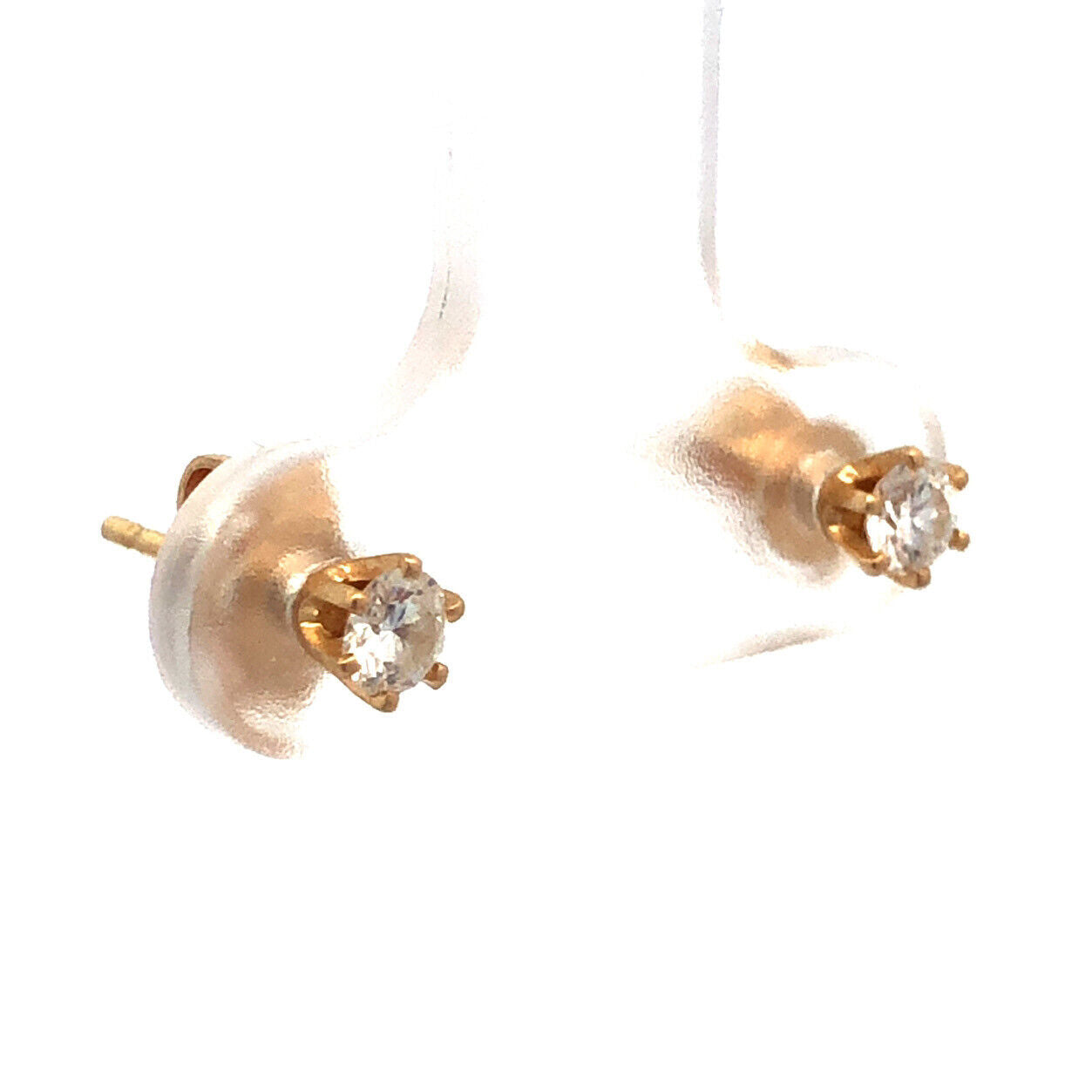 Designer 14K Yellow Gold Round Diamond Solitaire Everyday Stud Earrings