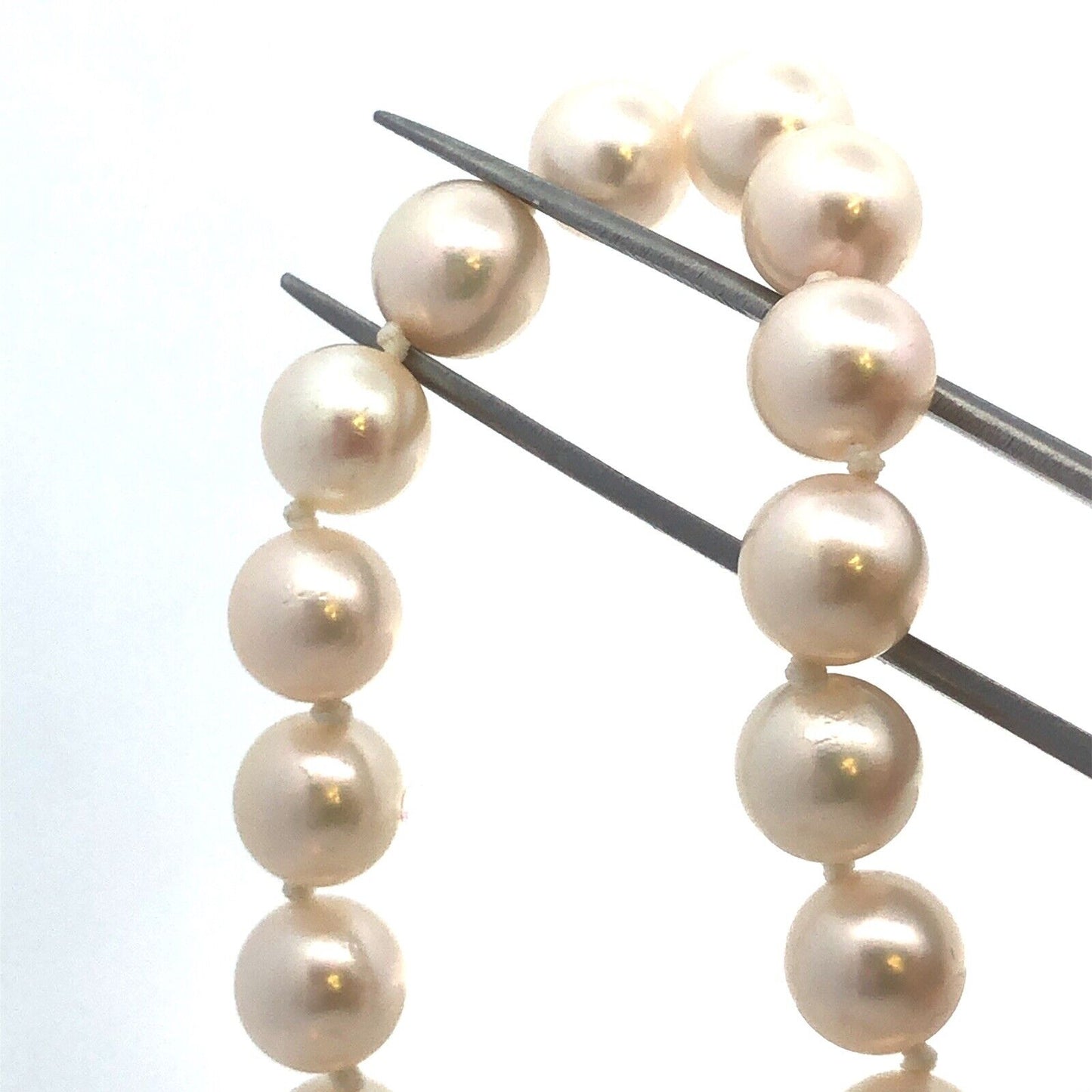 Vintage 14K Yellow Gold White Pearl Beaded Diamond Accent Bracelet