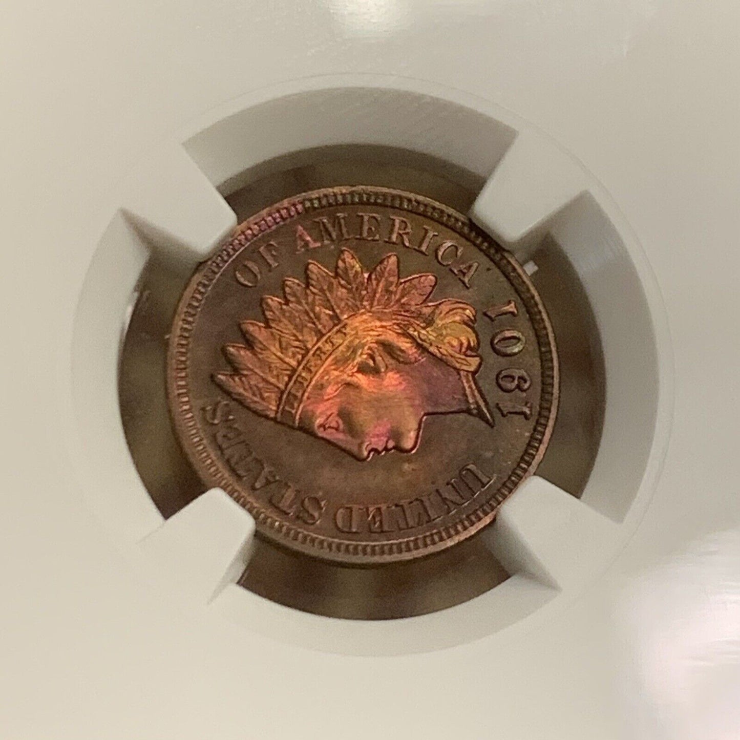 1901 P Proof Bronze Indian Head Cent Altered Color NGC Proof Details Coin