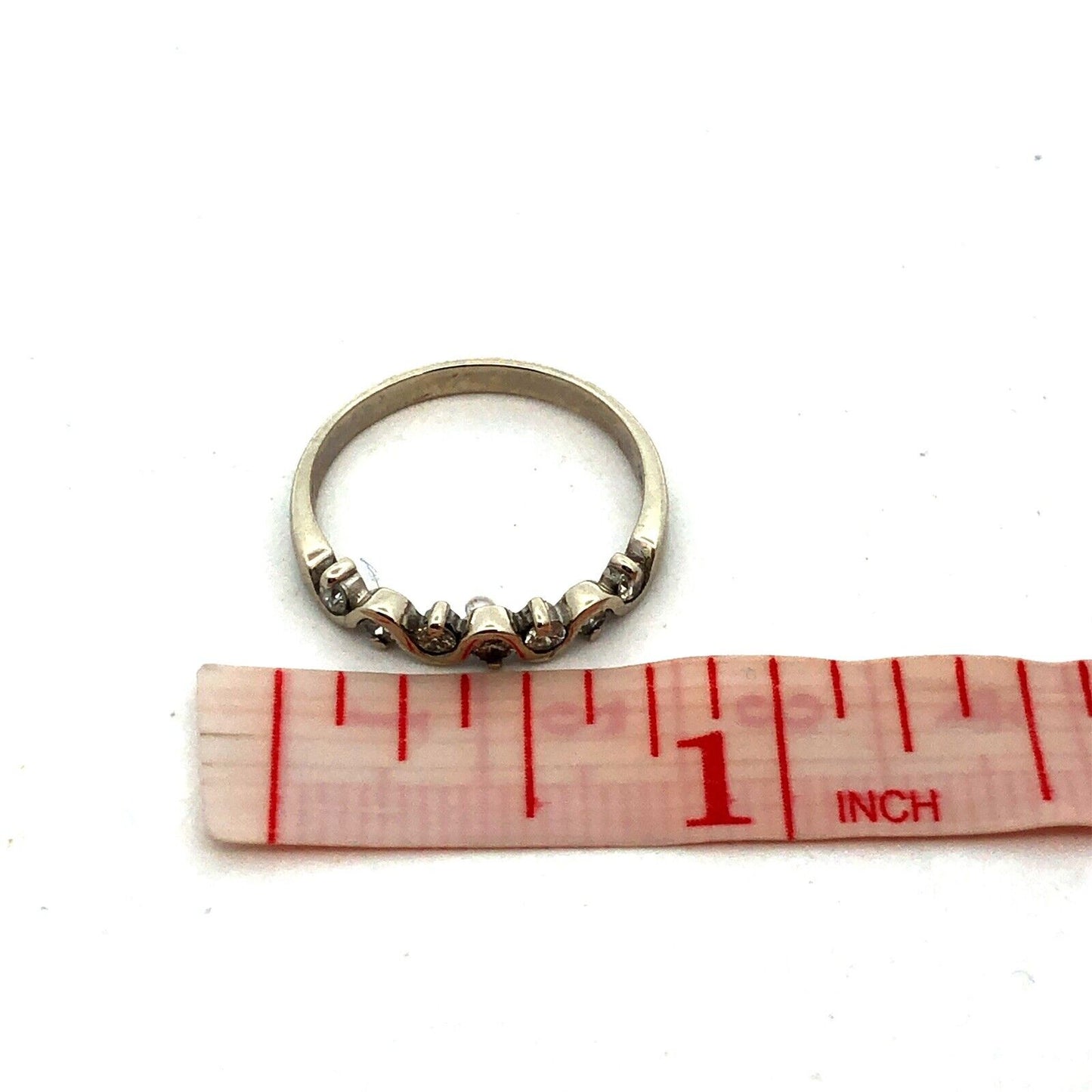 Designer KCO 14K White Gold Round Diamond Wave Wedding Anniversary Band Ring