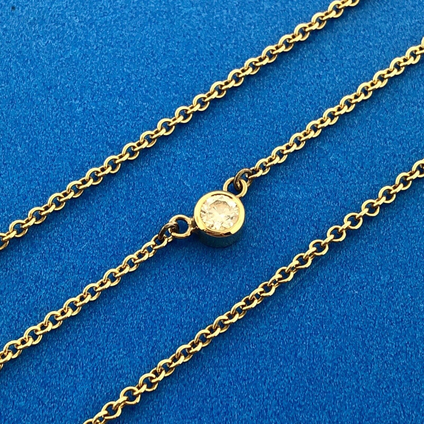 Italian Designer 14K Yellow Gold Diamond Solitaire April Anniversary Necklace