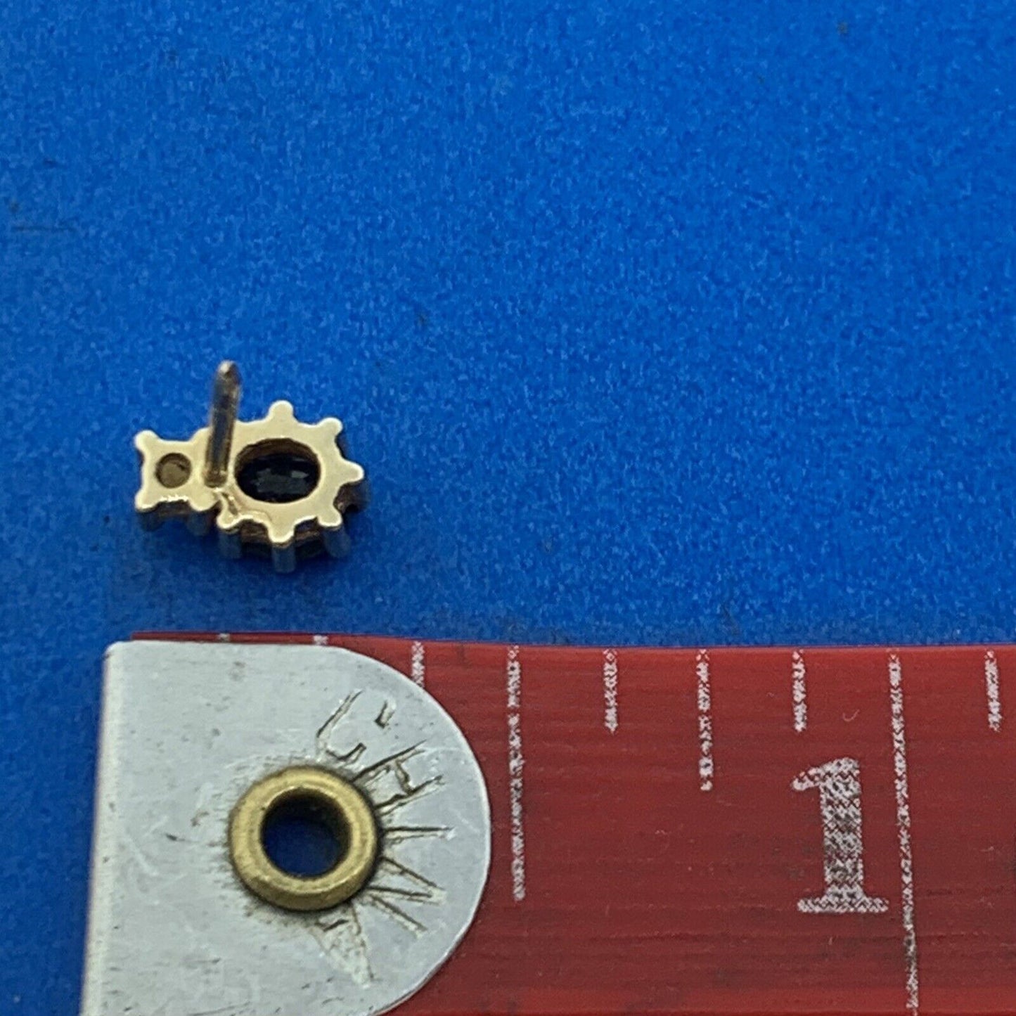 14K Yellow Gold Oval Blue Sapphire Diamond Accent Stud Earrings