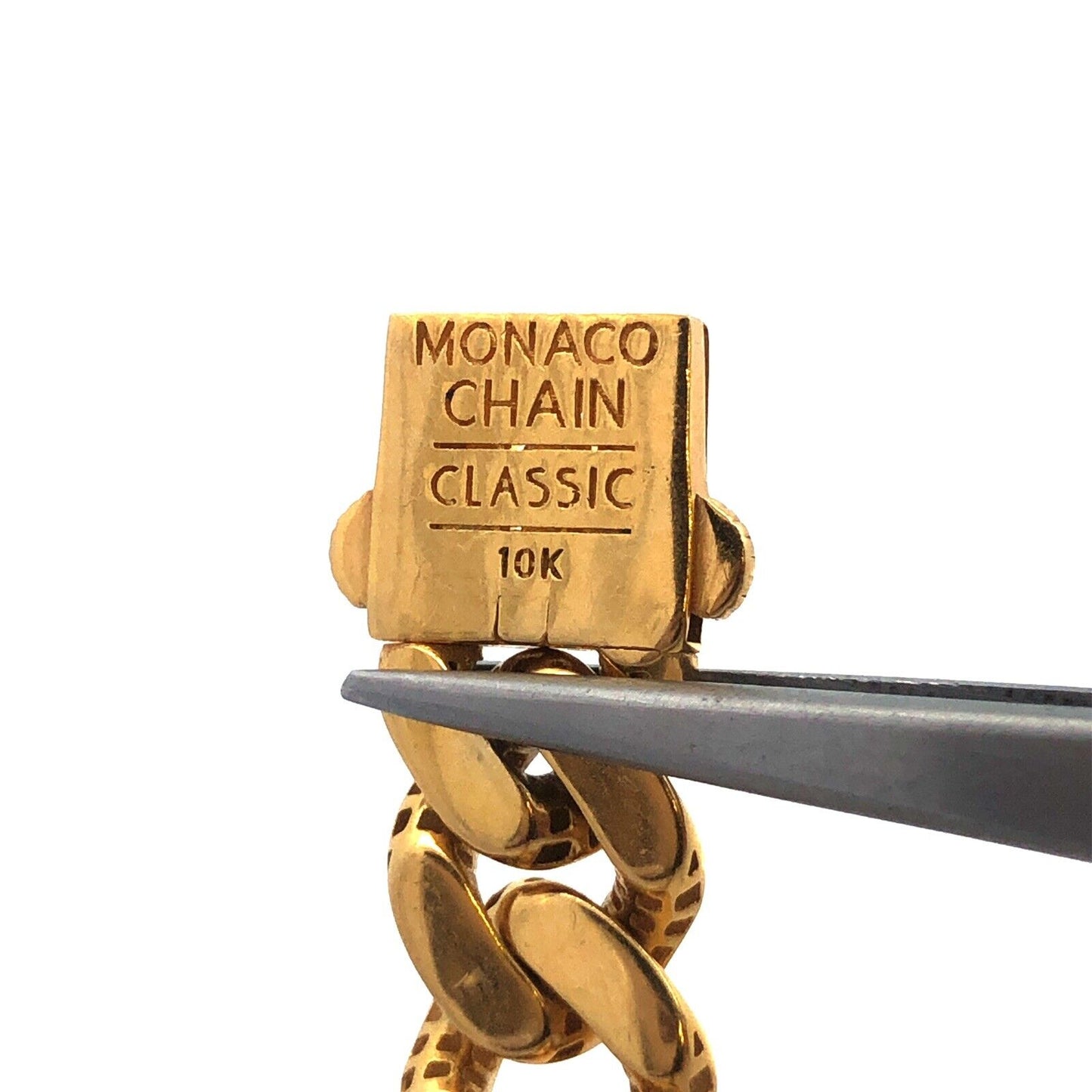 Designer Monaco 10K Yellow Gold Classic Diamond Cut Curb Link Chain Necklace