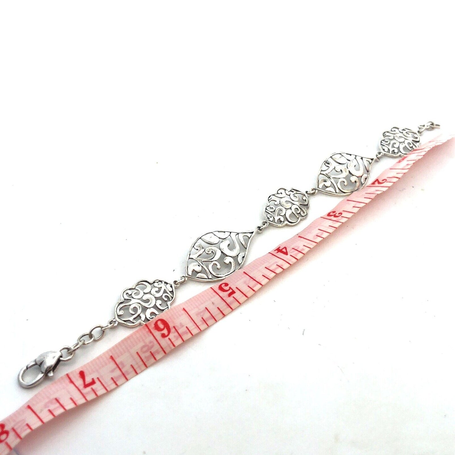 Designer 925 Sterling Silver Filigree Swirl Panel Bracelet