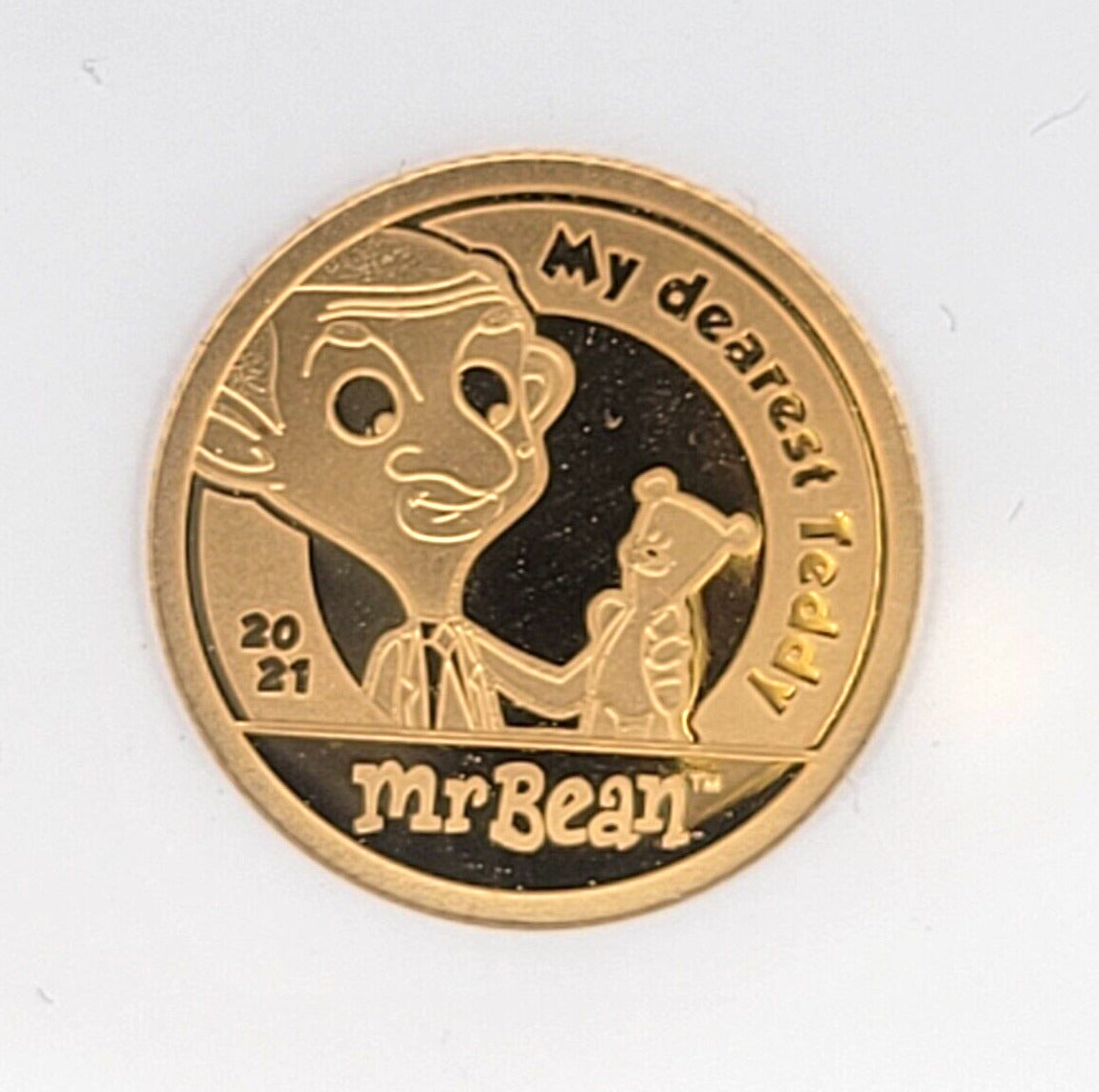 2021 $5 Cook Islands NGC PF70 Proof Cameo Mr. Bean Teddy 1/2g .999 Gold Coin