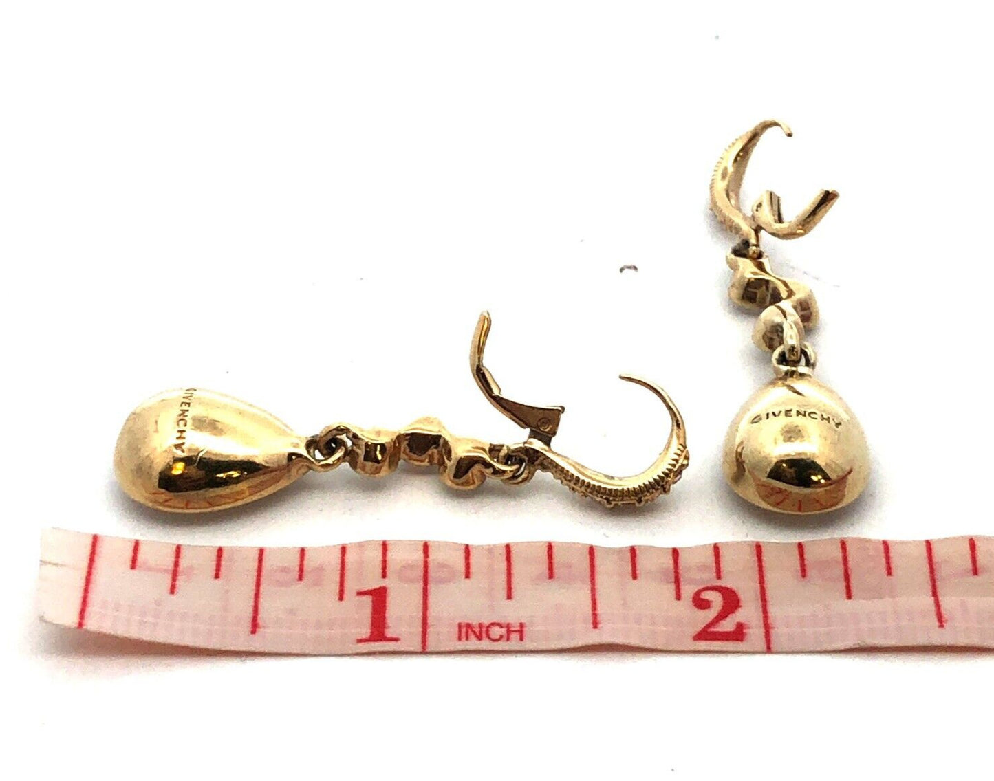 Givenchy Gold Tone Cubic Zirconia CZ Leverback Drop Dangle Statement Earrings