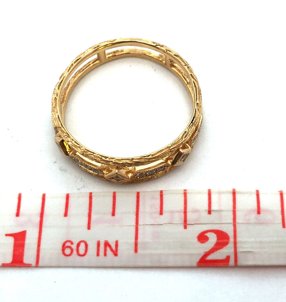 14K Yellow Gold Designer Diamond Wedding Anniversary Cocktail Band Ring
