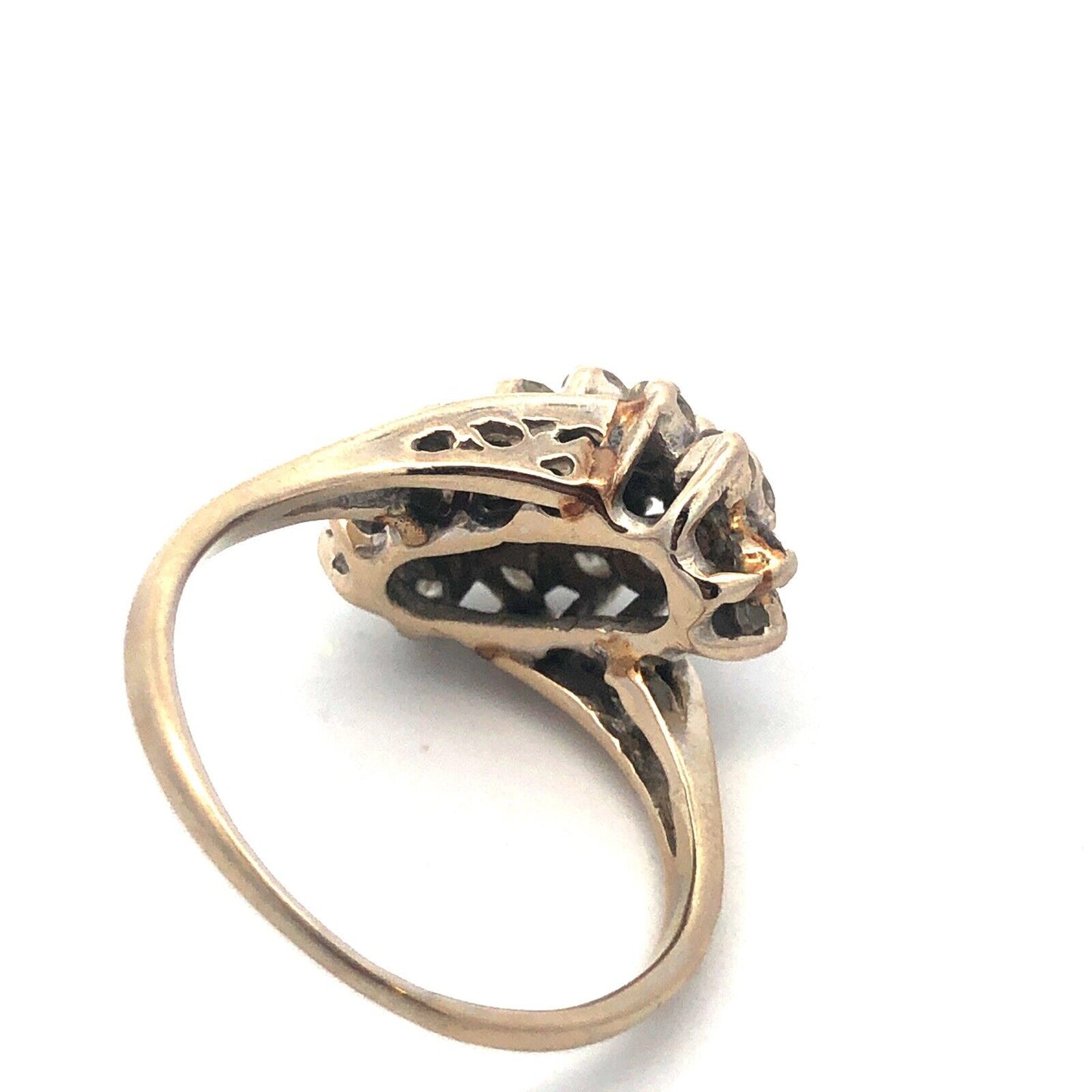 Vintage Designer 14K White Gold Diamond Cluster Bypass Waterfall Cocktail Ring
