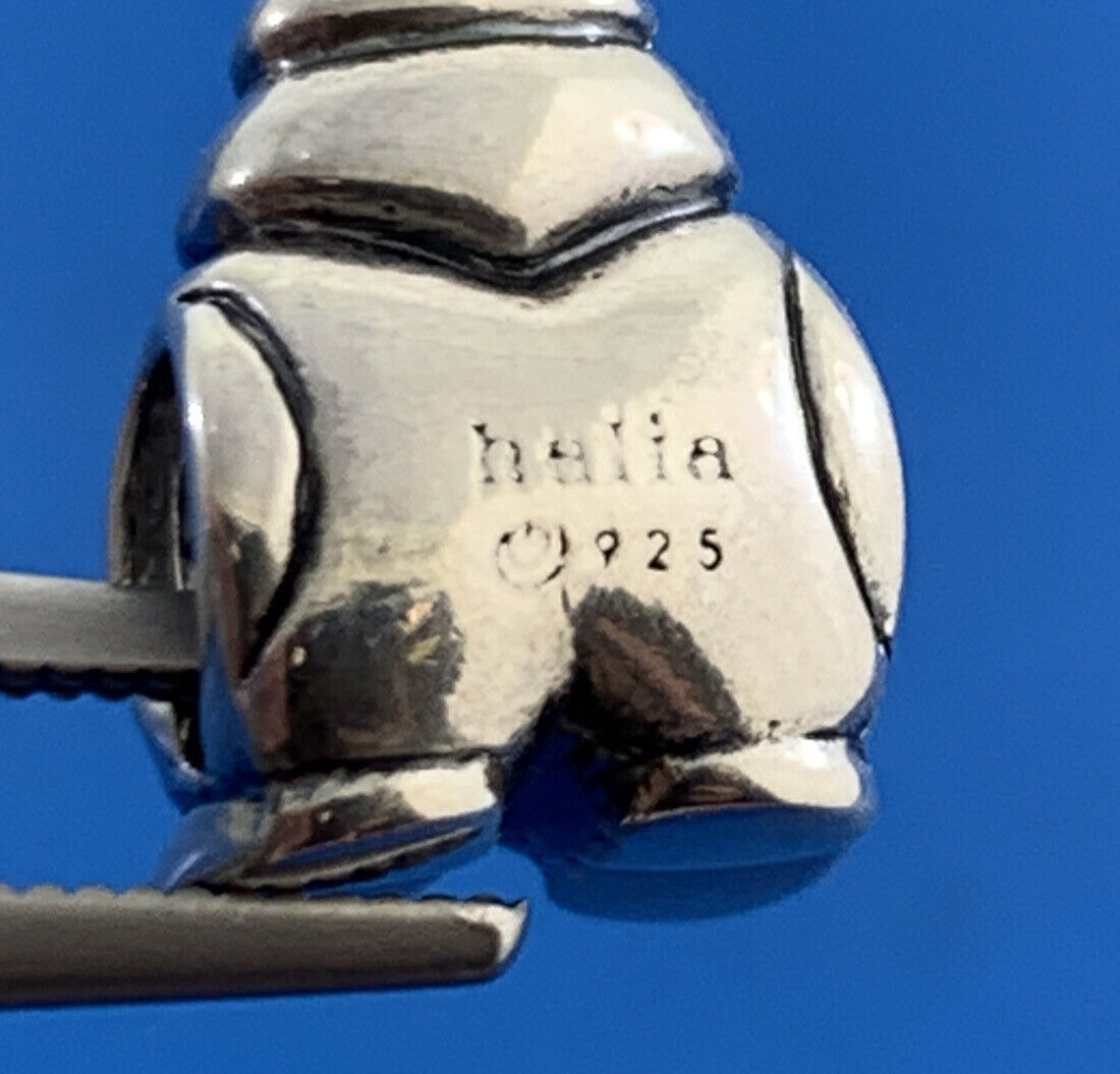 Authentic KALIA 925 Sterling Silver Frosty Snowman Slide Bracelet Charm