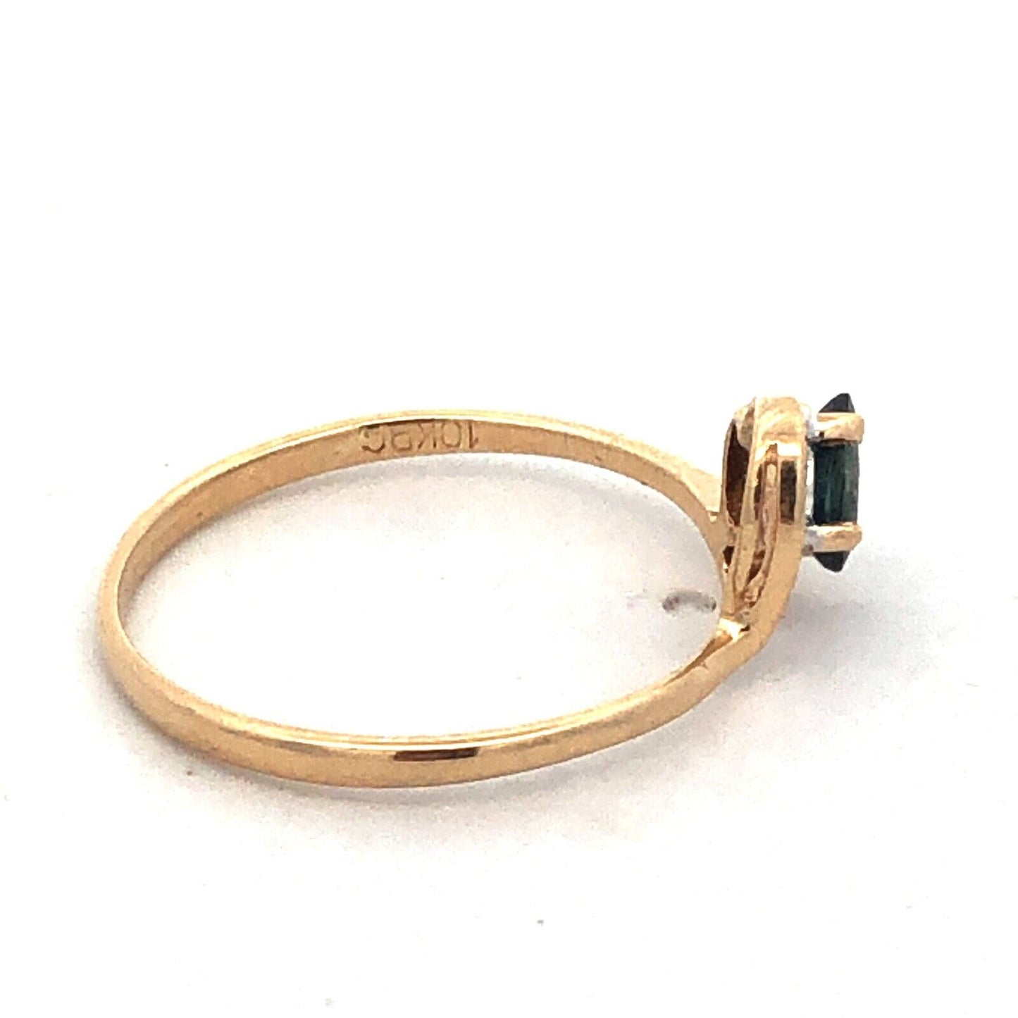 Designer PC 10K Yellow Gold Pear London Blue Topaz White Sapphire Stacking Ring