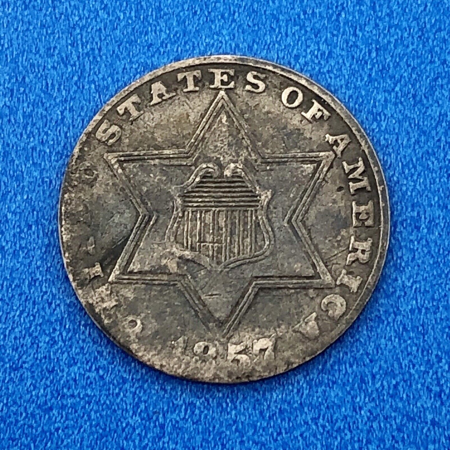 1857 P 3 Cent Silver Three Cent Piece Trime Better Key Philadelphia Mint Coin