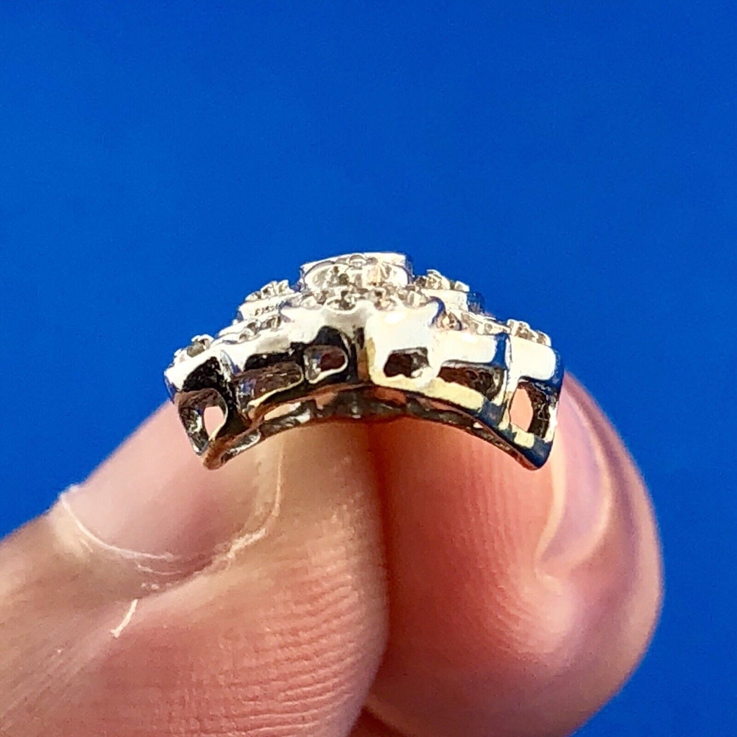 Vintage Art Deco Style 10k Yellow White Gold Diamond Pendant