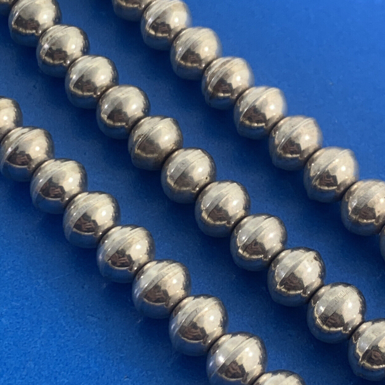 Native American Southwest 925 Sterling Silver Beaded Statement Necklace