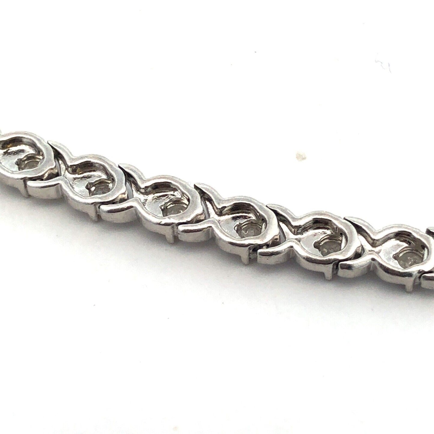 925 Sterling Silver Designer UD Round Diamond Infinity X & O Tennis Bracelet
