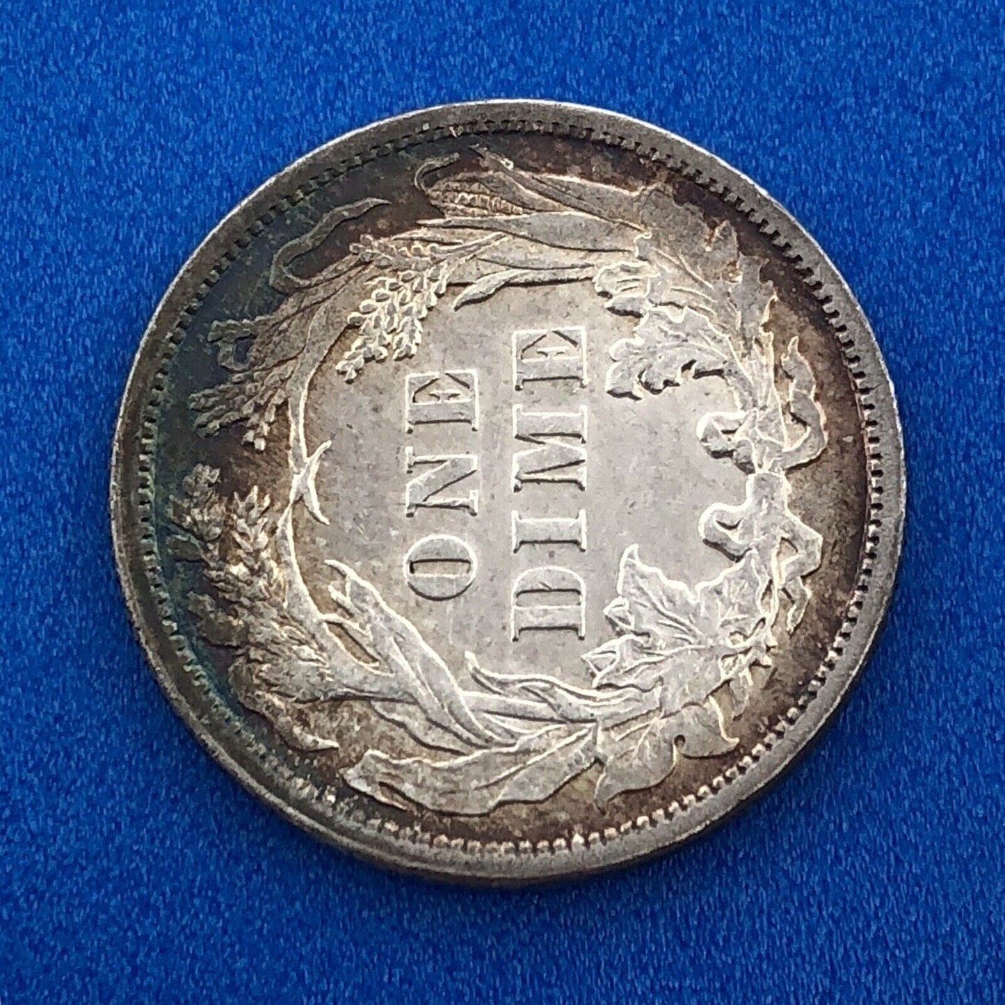 1890 P Silver Seated Liberty Dime Better Key New Orleans Coin Sunset Tone AU DET