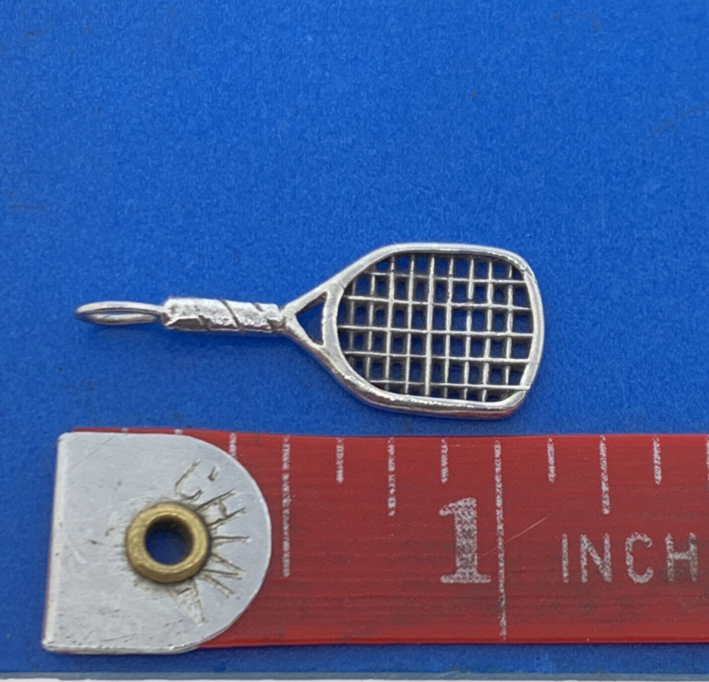 Vintage 925 Sterling Silver Handball Tennis Racket Bracelet Dangle Charm