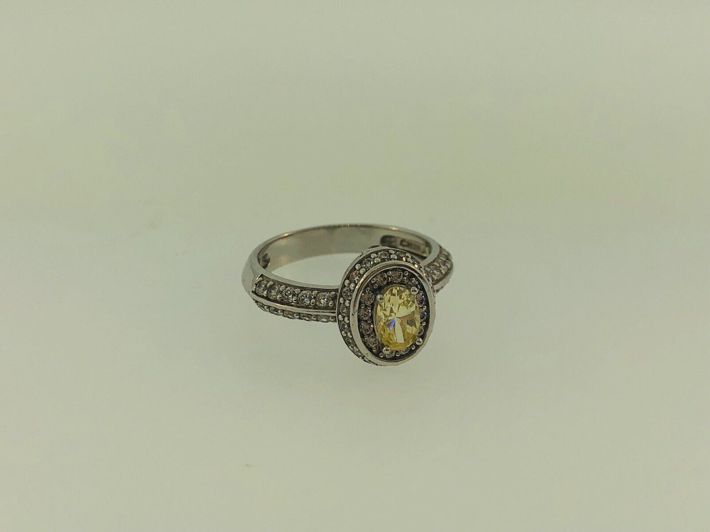 Sterling Silver Yellow White Cubic Zirconia Engagement Bridal Ring S179