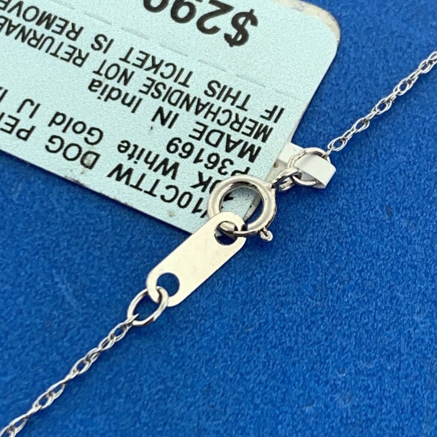 Designer 10K White Gold Black Diamond Scottish Terrier Dog Necklace NEW W/TAG