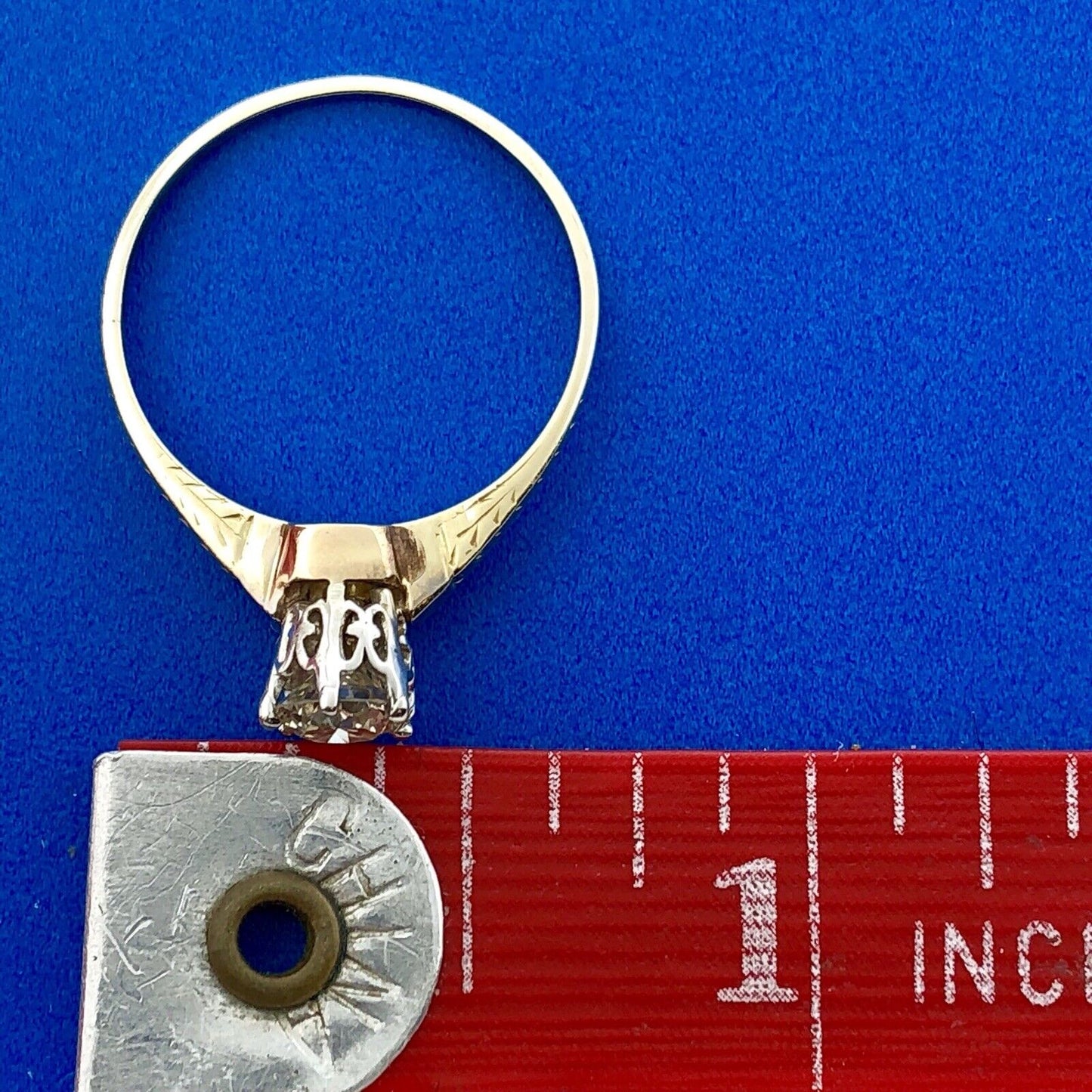 Art Deco Art Nouveau 14K Yellow White Gold Diamond Solitaire Engagement Ring