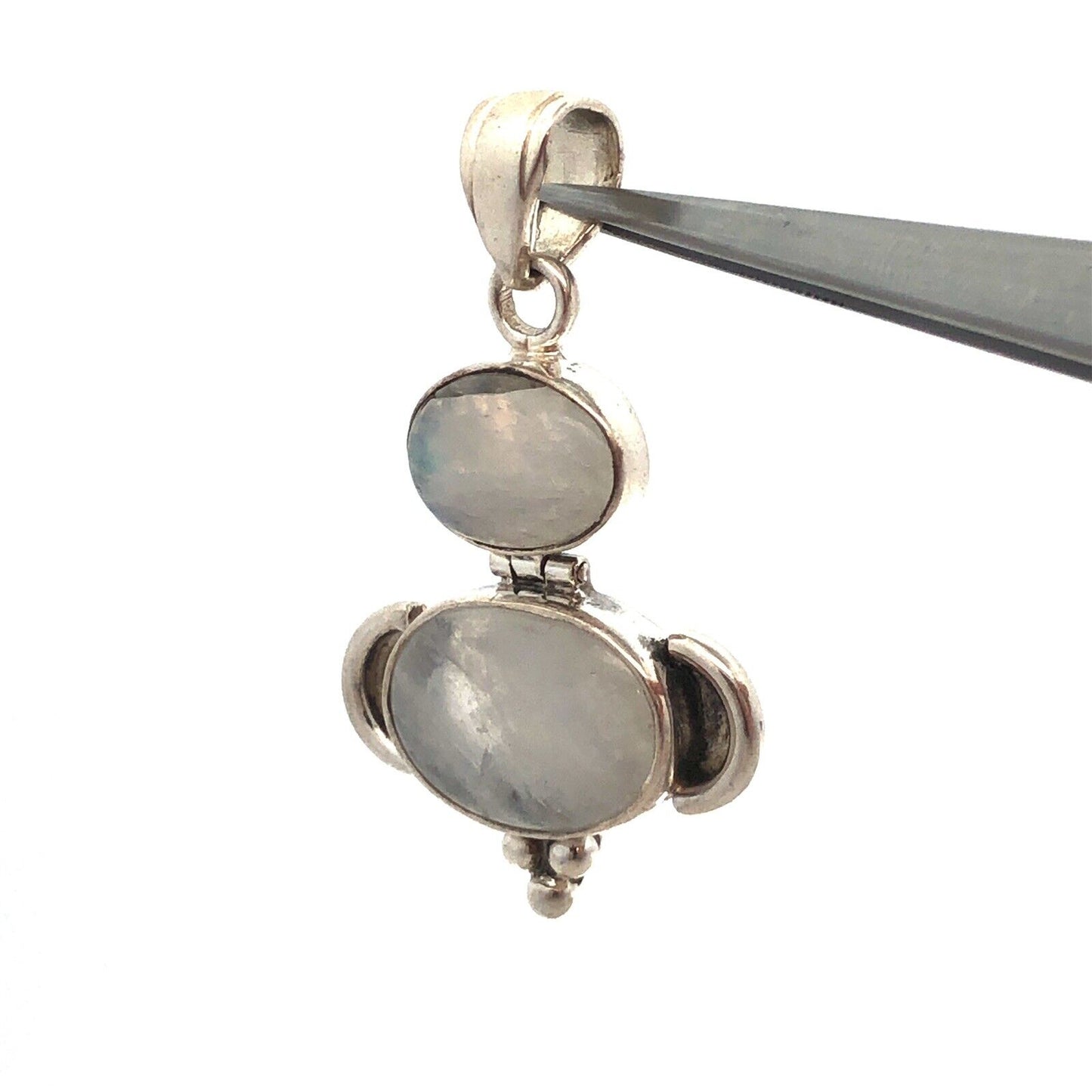 925 Sterling Silver Oval Moonstone Double Cabochon Drop Dangle Pendant