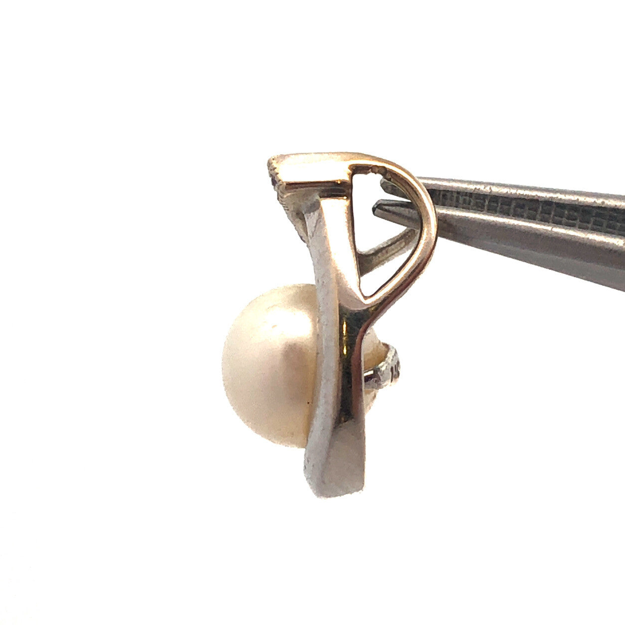 Designer 14K White Gold Pearl Diamond Bridal June Infinity Anniversary Pendant