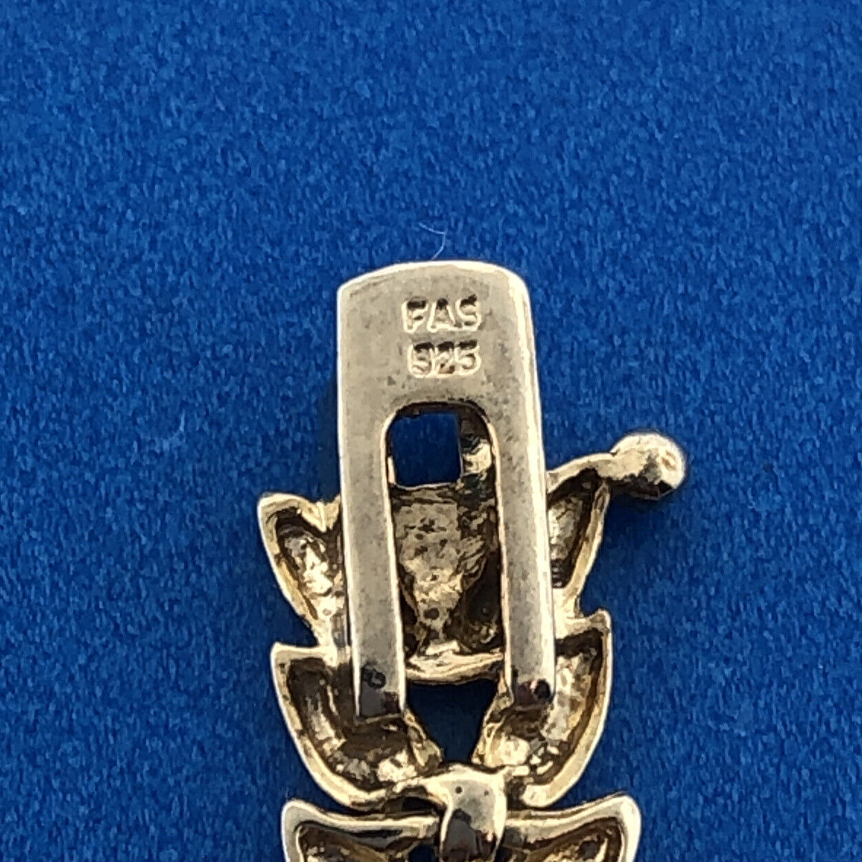 FAS 925 Sterling Silver Vermeil Two Tone Leaf Vine Panel Tennis Bracelet