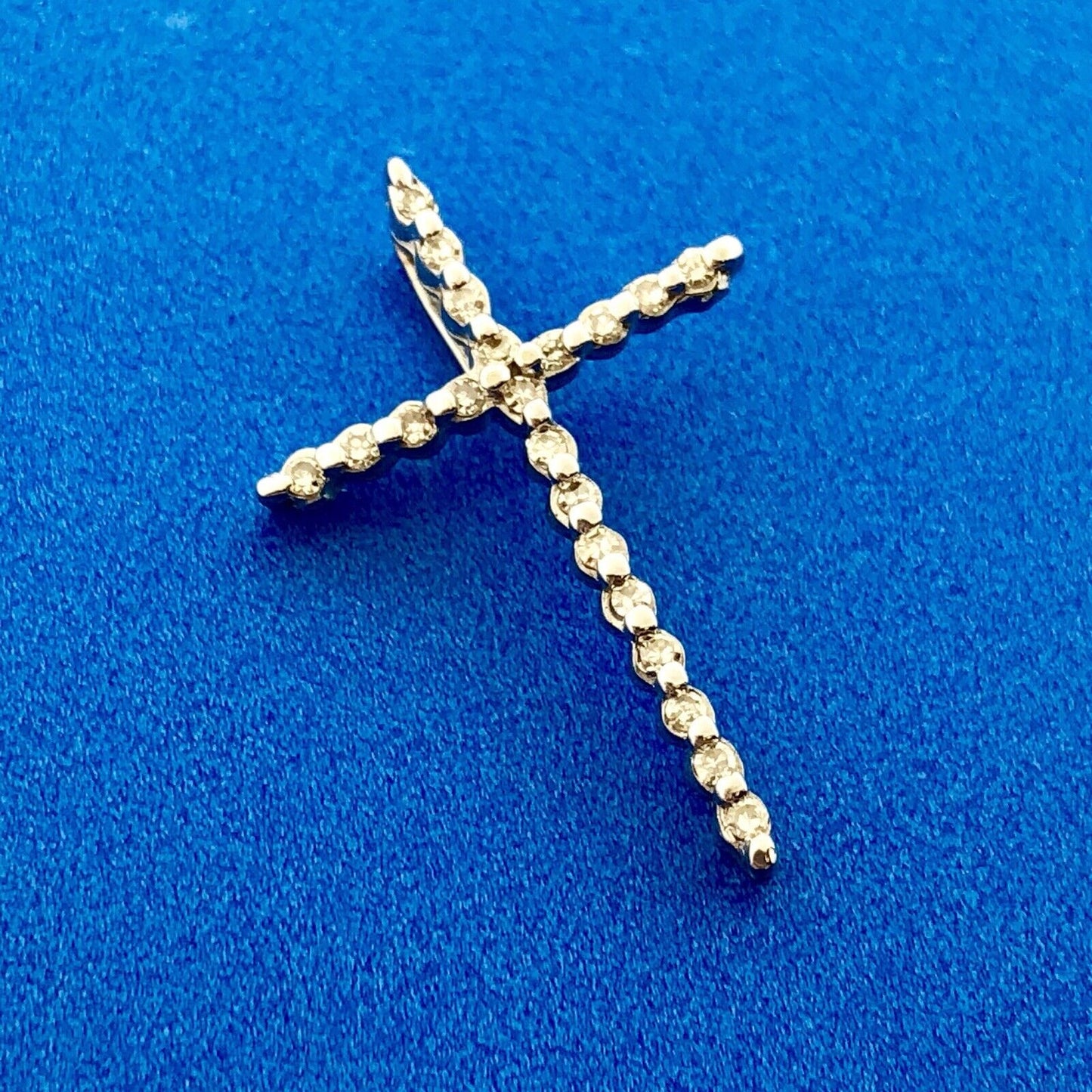 Designer 14K White Gold Pave Diamond Cross Easter Communion Cross Pendant