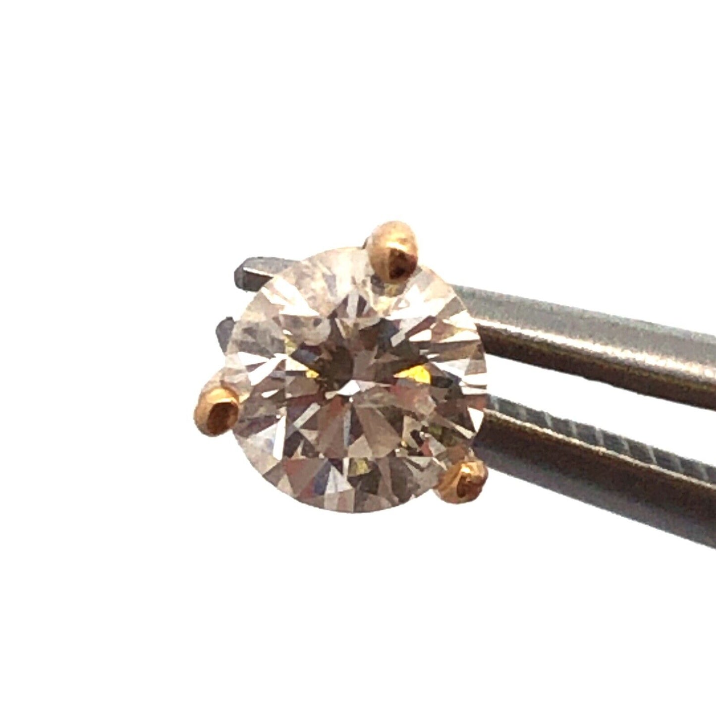 Designer 14K Yellow Gold Round Diamond Stud Earrings