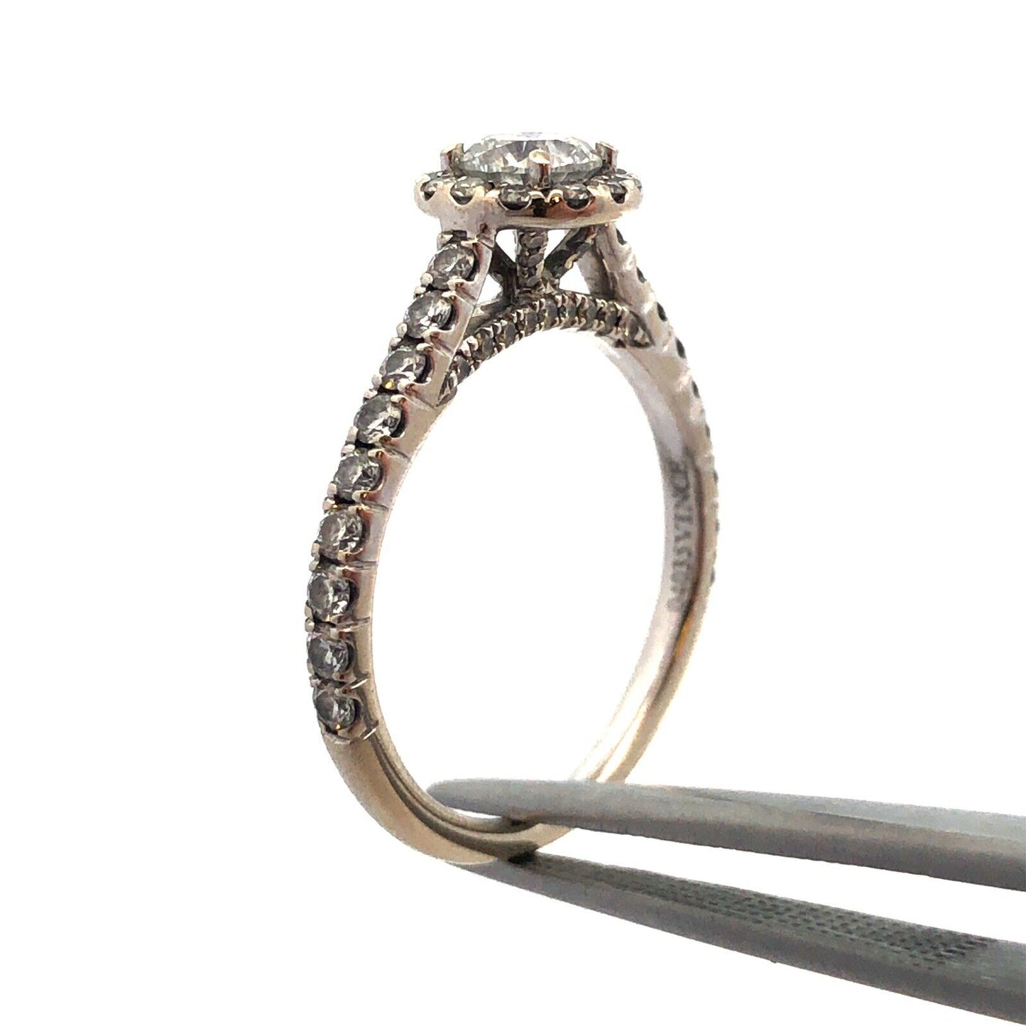 Designer 18K White Gold Round Diamond Solitaire W/Accents 2 Piece Bridal Set