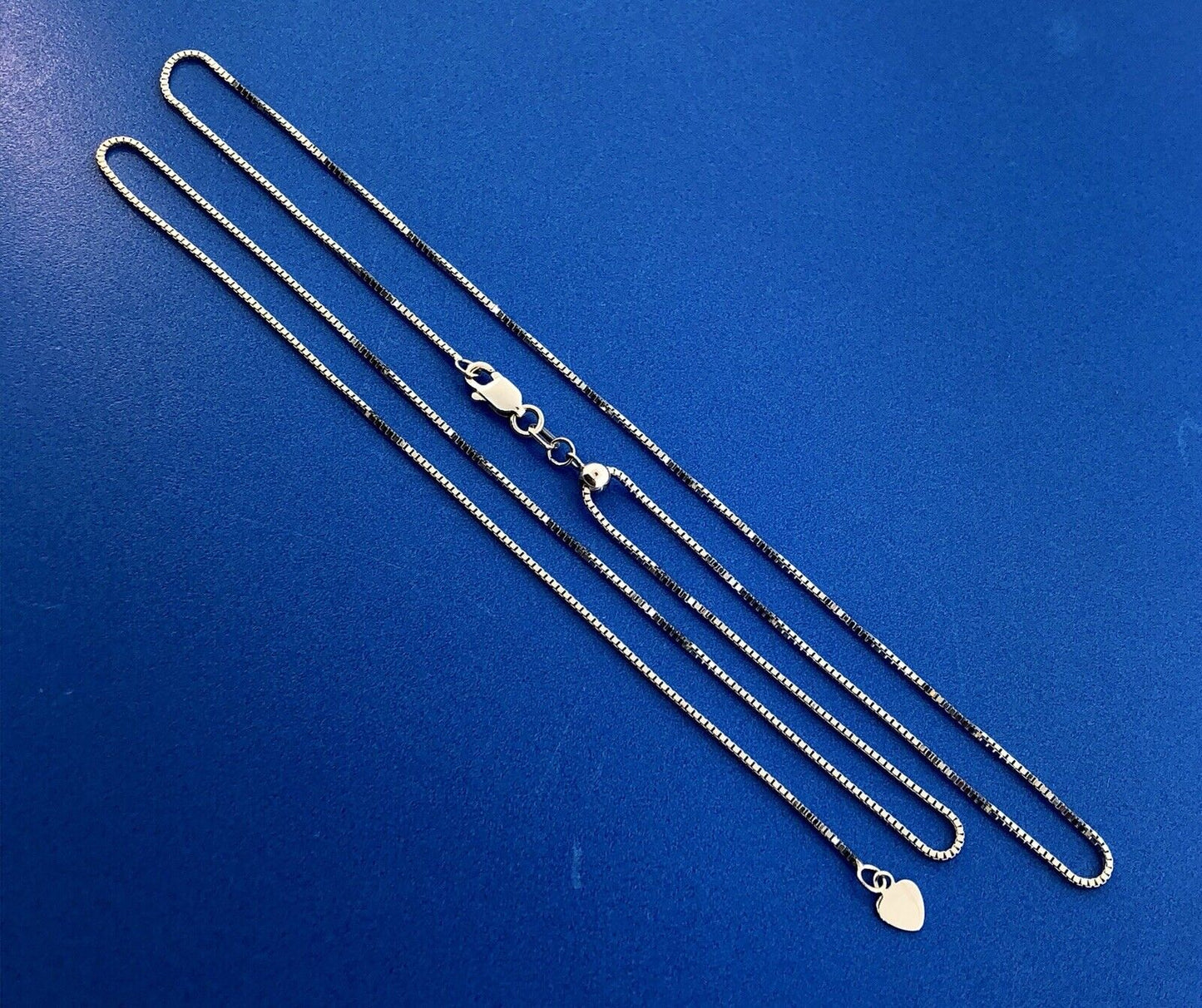 Designer RCI Turkey 14K White Gold Lariat Slide Style Box Chain Necklace