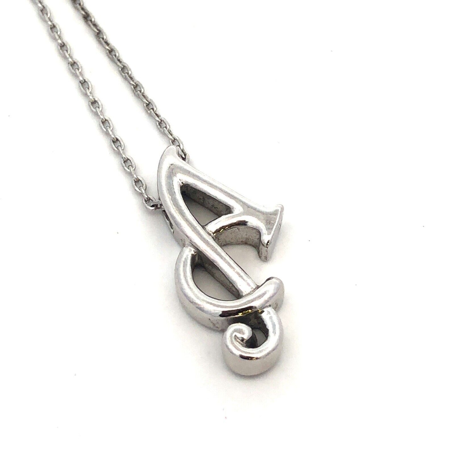 Designer 925 Sterling Silver Script Capital A Initial Letter Chain Necklace
