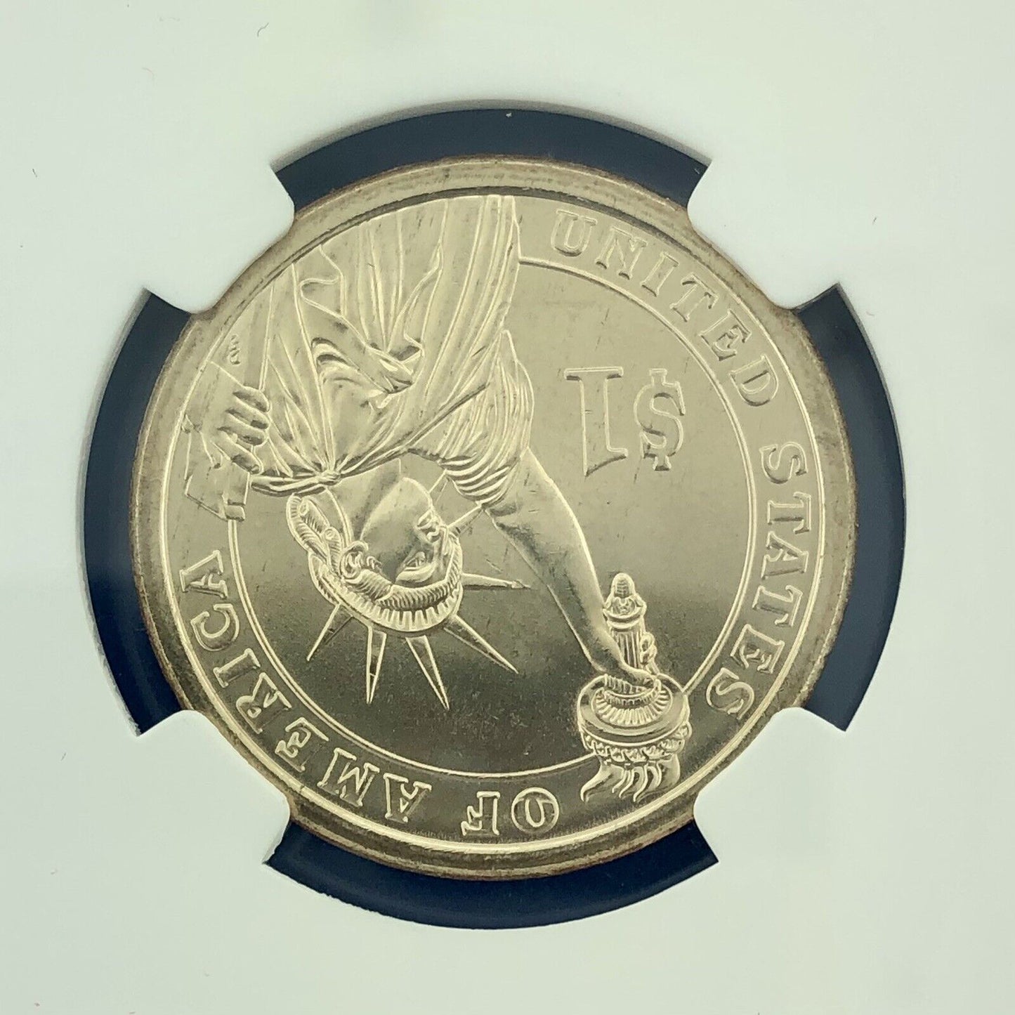 2007 NGC MS65 George Washington Presidential Dollar Missing Edge Lettering Error