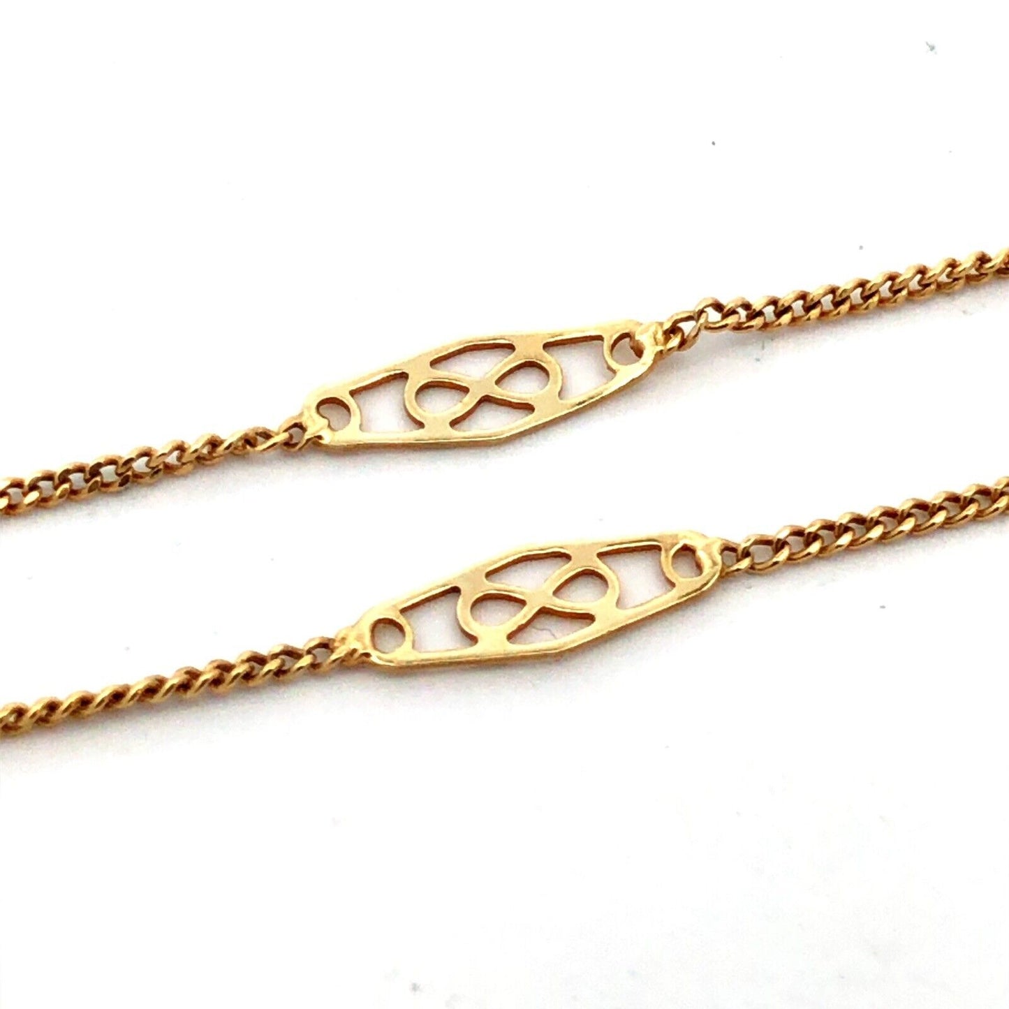 Designer Aurea Italy 14K Yellow Gold Infinity Station Chain Bracelet
