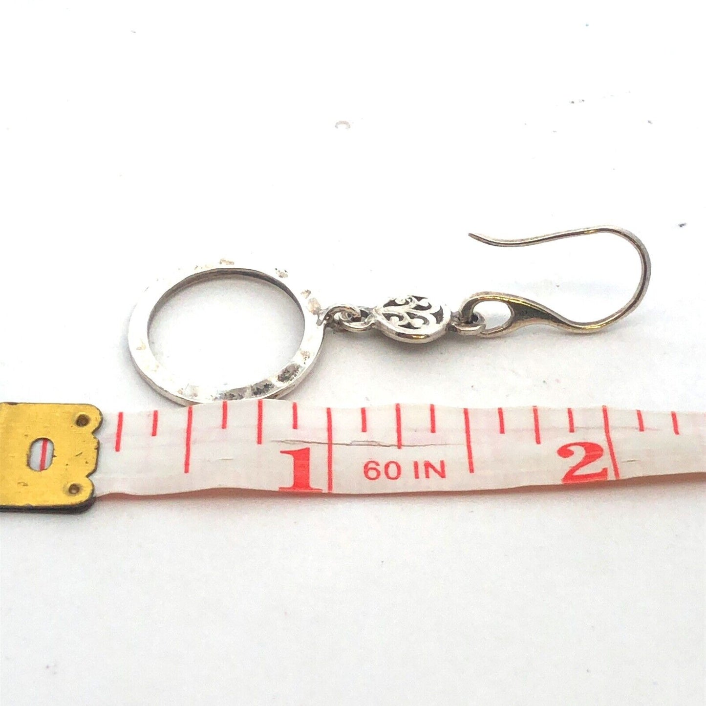 925 Sterling Silver Round Textured Hammered Dangle Hoop Earrings