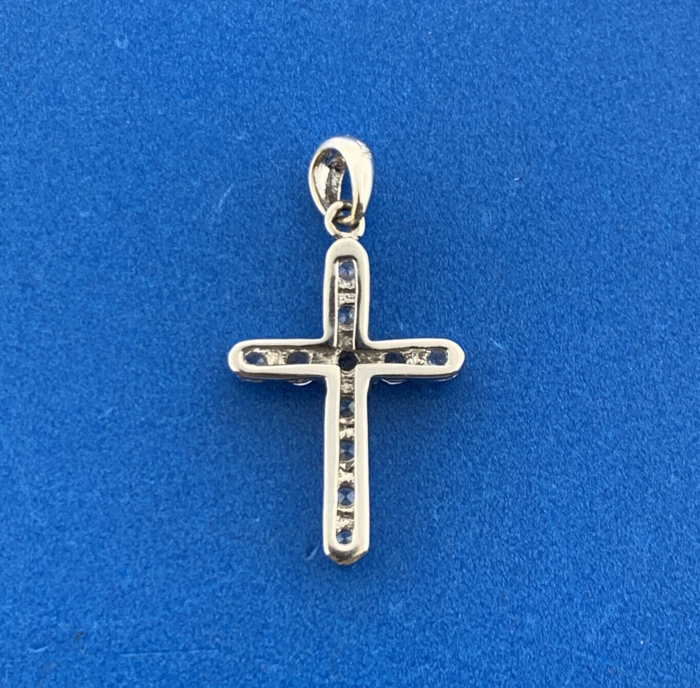 Designer 18K White Gold Cubic Zirconia CZ Cross Religious Communion Pendant