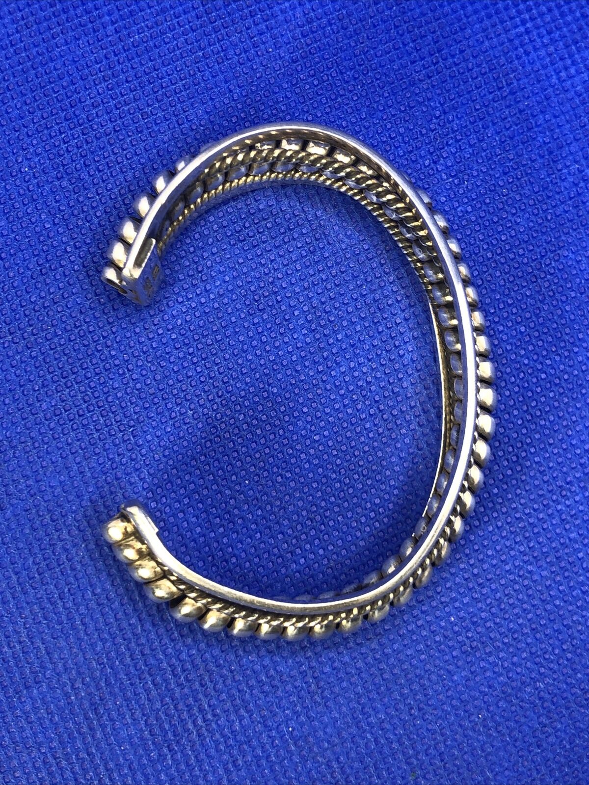Taxco TC-155 925 Sterling Silver Ribbed Rope Twist Open Statement Cuff Bracelet