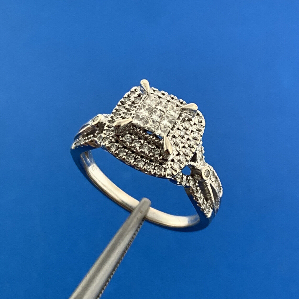 Kays Jewelers 10K White Gold Princess Diamond Top Double Halo Engagement Ring