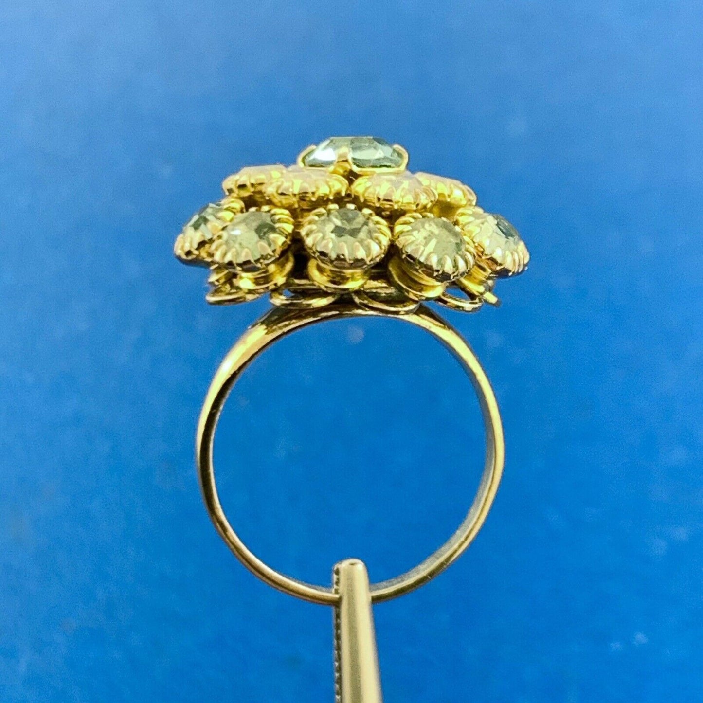 Joseph Esposito ESPO 925 Sterling Silver Vermeil Blue Cubic Zirconia Flower Ring