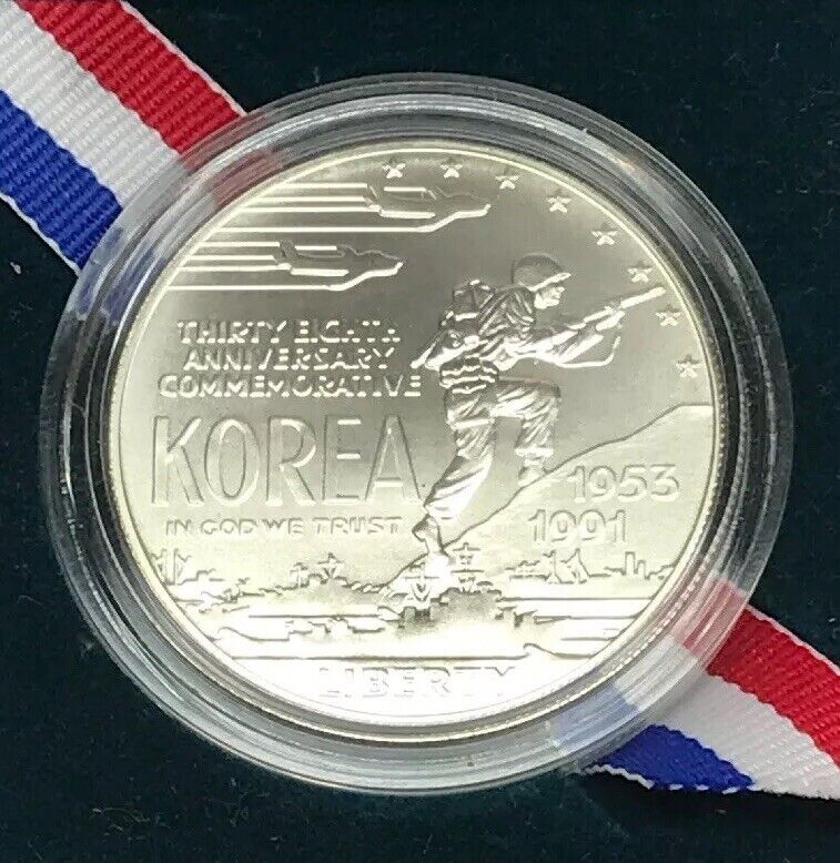 1991 D Korean War Memorial Commemorative BU Silver Dollar OMP/COA