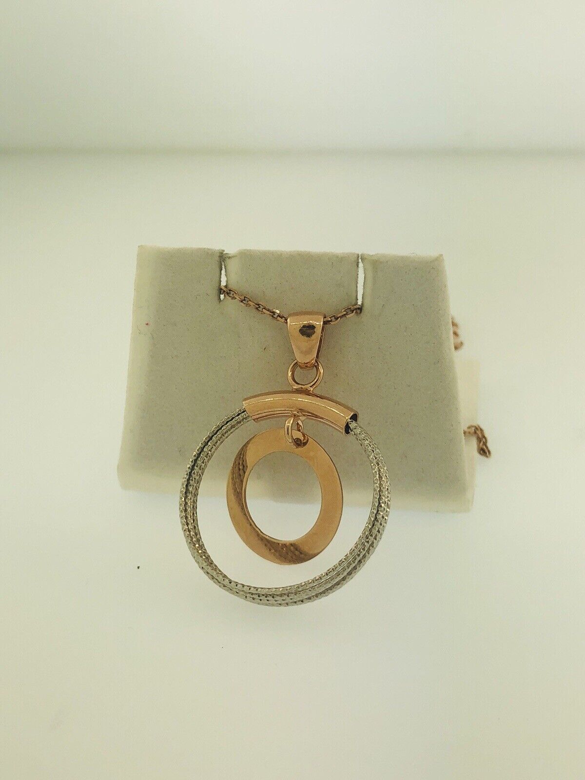 Dyadema Italy Sterling Silver Rose Wash Two Toned Life Infinity Circle Necklace