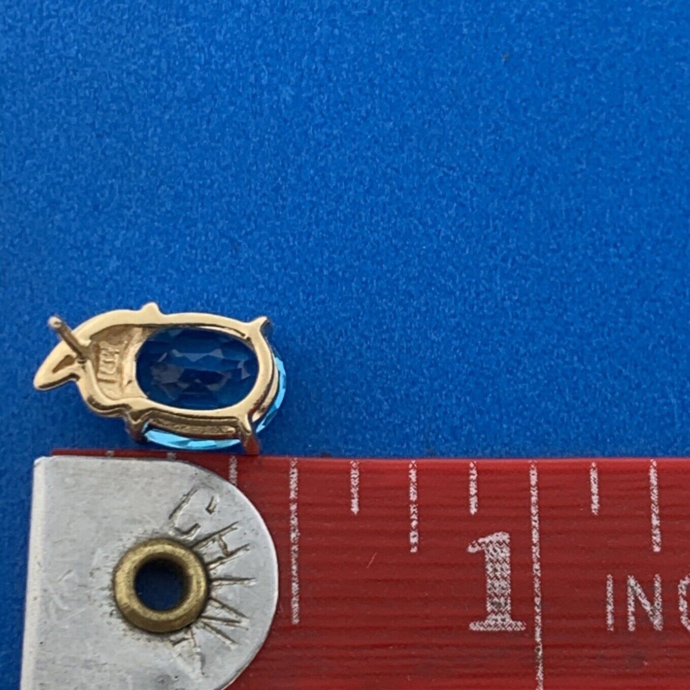 14K Yellow Gold Oval Blue Topaz December Anniversary Stud Earrings