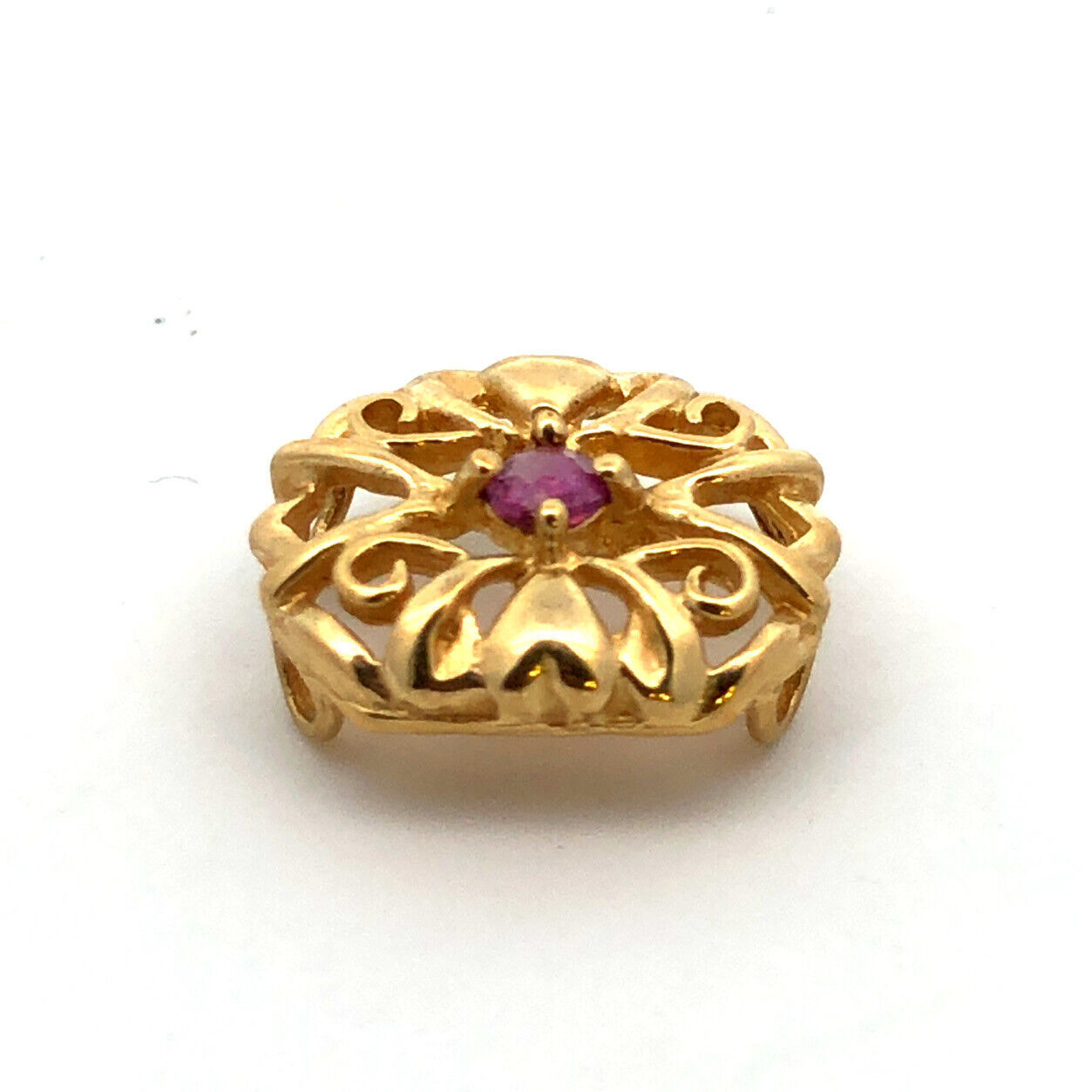 Designer 10K Yellow Gold Ruby July Birthday Anniversary Slide Bracelet Charm